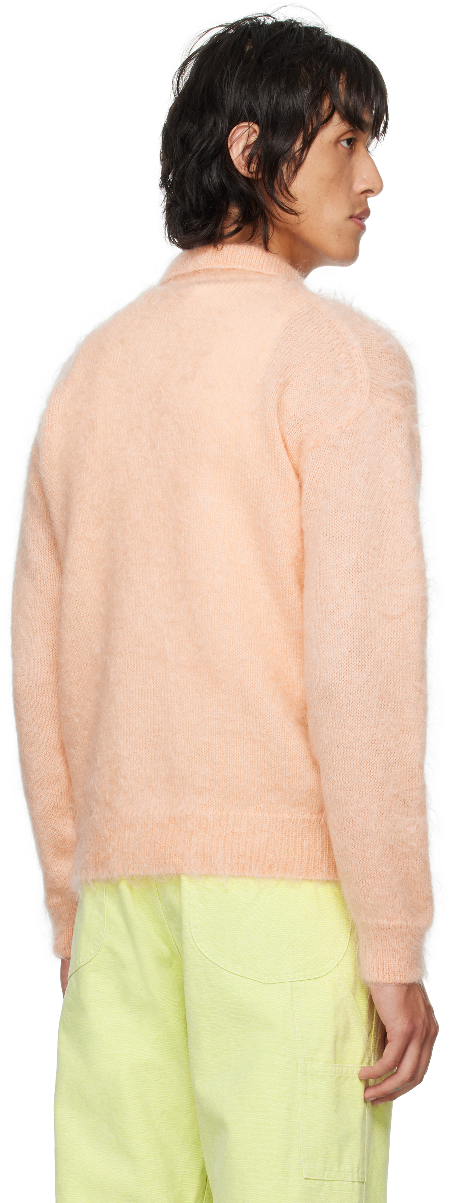 Auralee Pink Super Kid Mohair Polo In Pink Beige