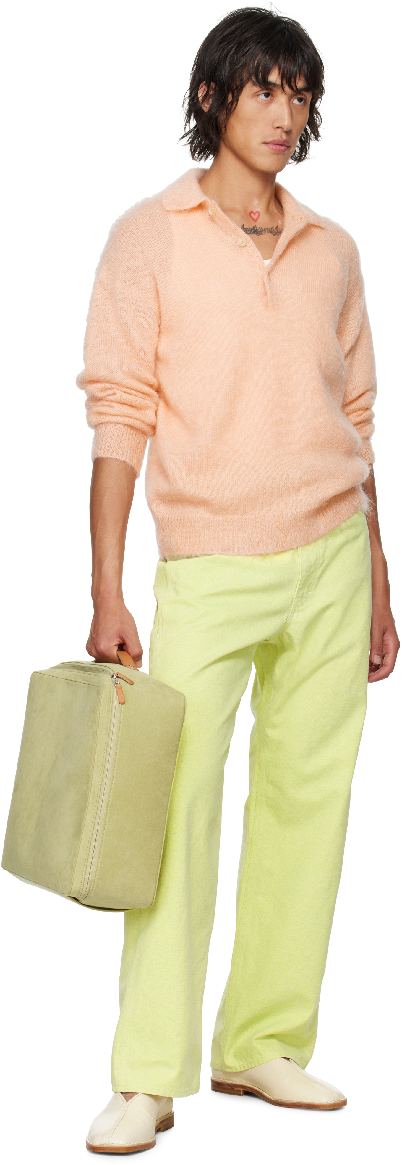 Auralee Pink Super Kid Mohair Polo In Pink Beige