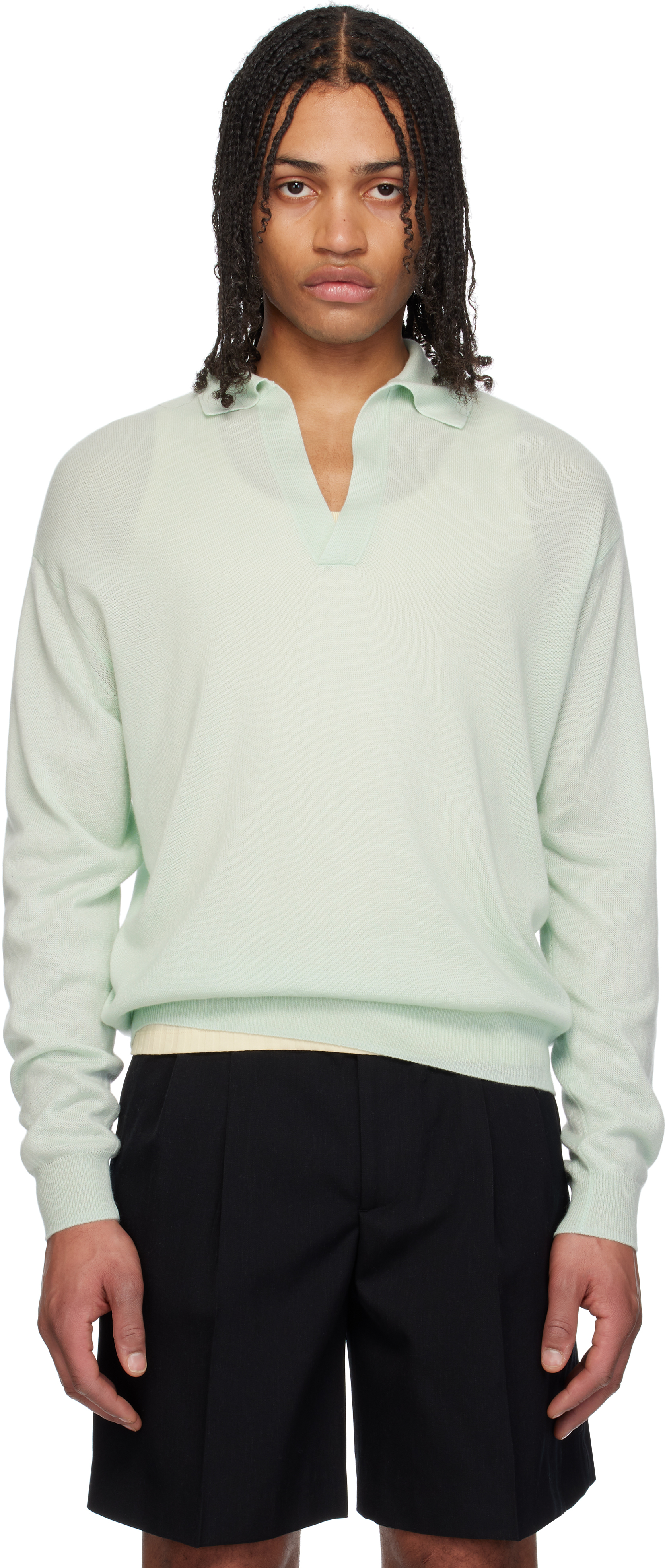 Gray Knit Skipper Polo