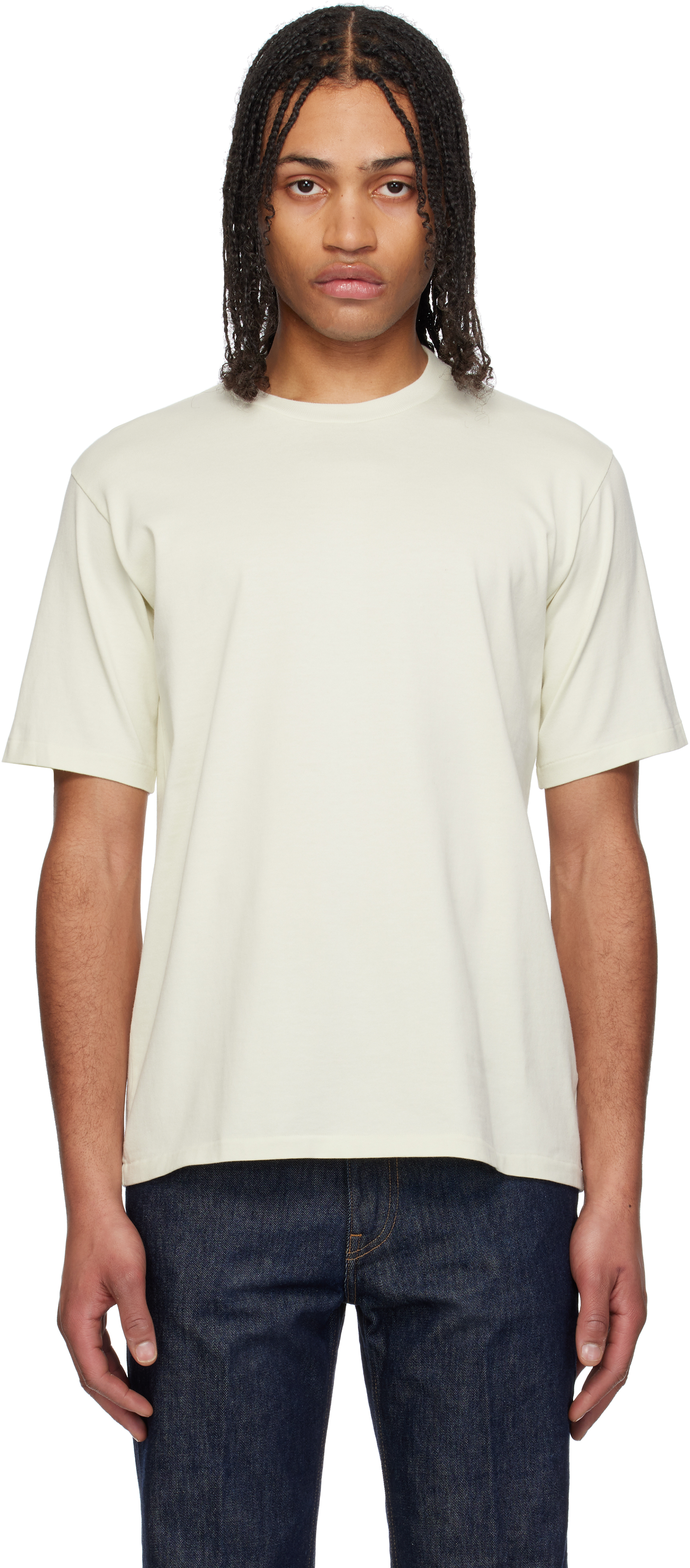 【関税込み】AURALEE オフホワイト Luster Plaiting Tシャツ AURALEE: Off-White Luster Plaiting T-shirt | SSENSE
