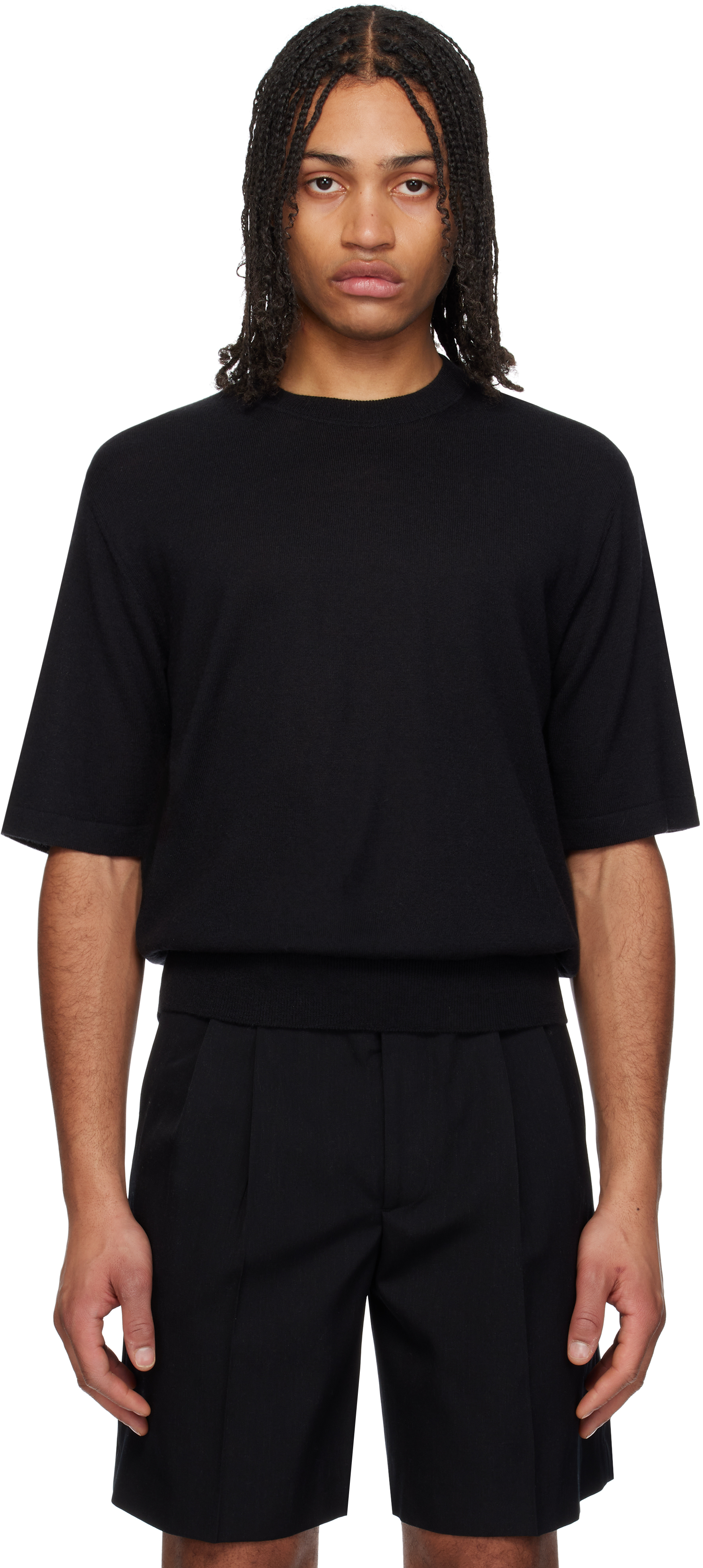 Black Hard Twist Cashmere Knit T-shirt