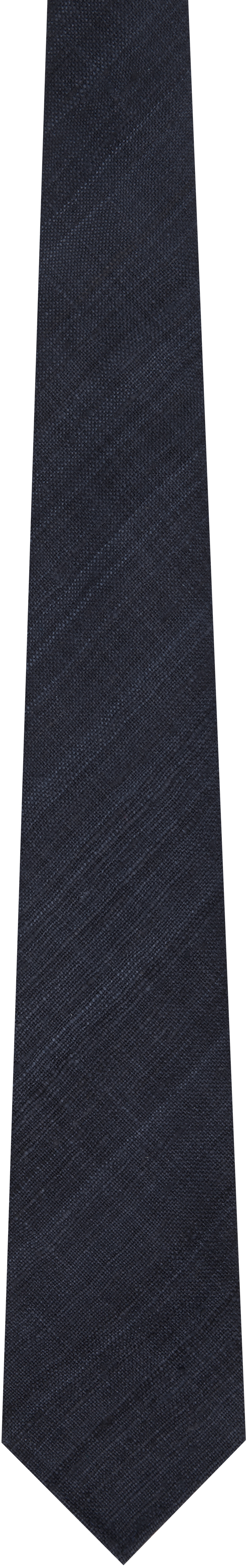 Navy Tussah Hand Rolled Silk Tie