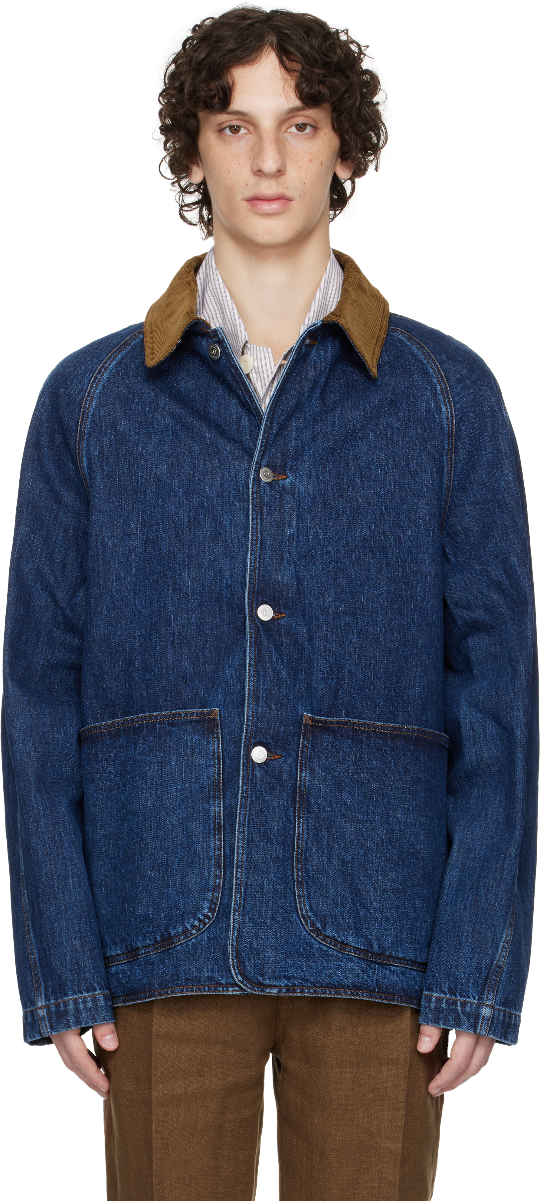DRAKE'S INDIGO FIELD DENIM JACKET
