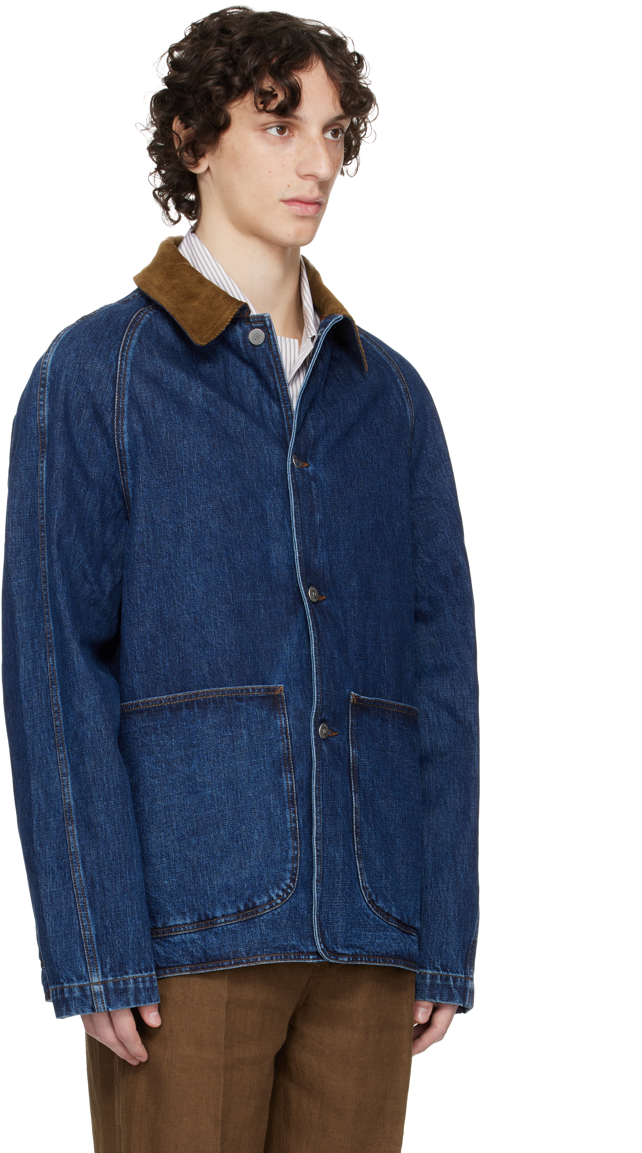 DRAKE'S INDIGO FIELD DENIM JACKET