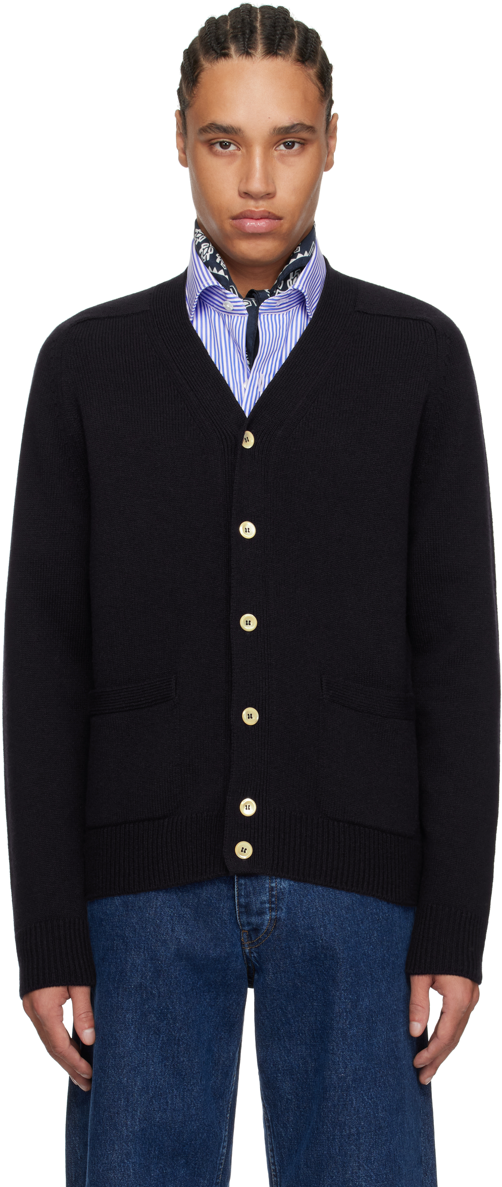 Ecru Lambswool 6 Button Cardigan – Drakes