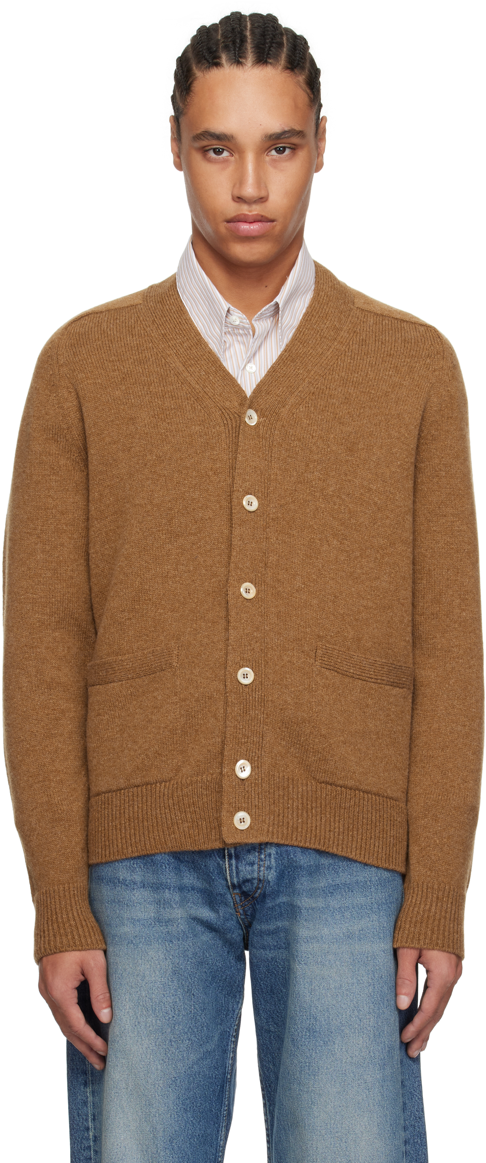 Brown Lambswool 6 Button Cardigan