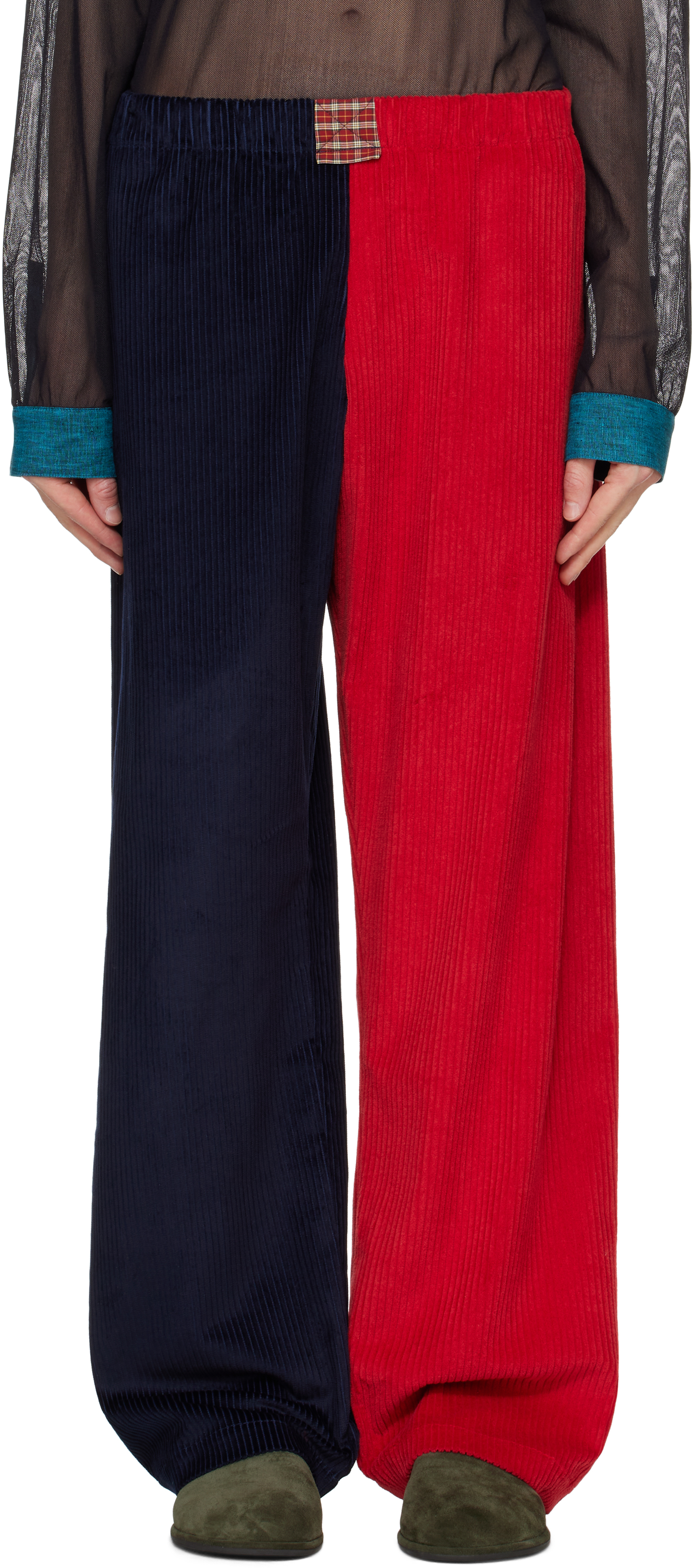 SSENSE Exclusive Red 
Navy Courrier Trousers