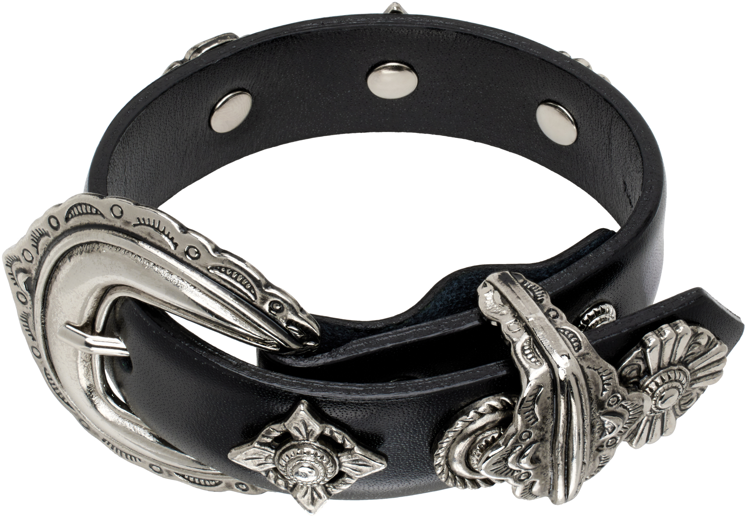 Toga Pulla: Black Motif Leather Bracelet | SSENSE
