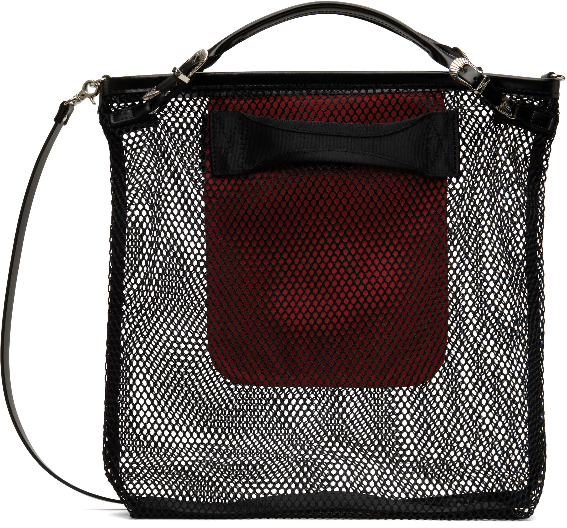 Toga Pulla: Black Mesh Shoulder Bag | SSENSE