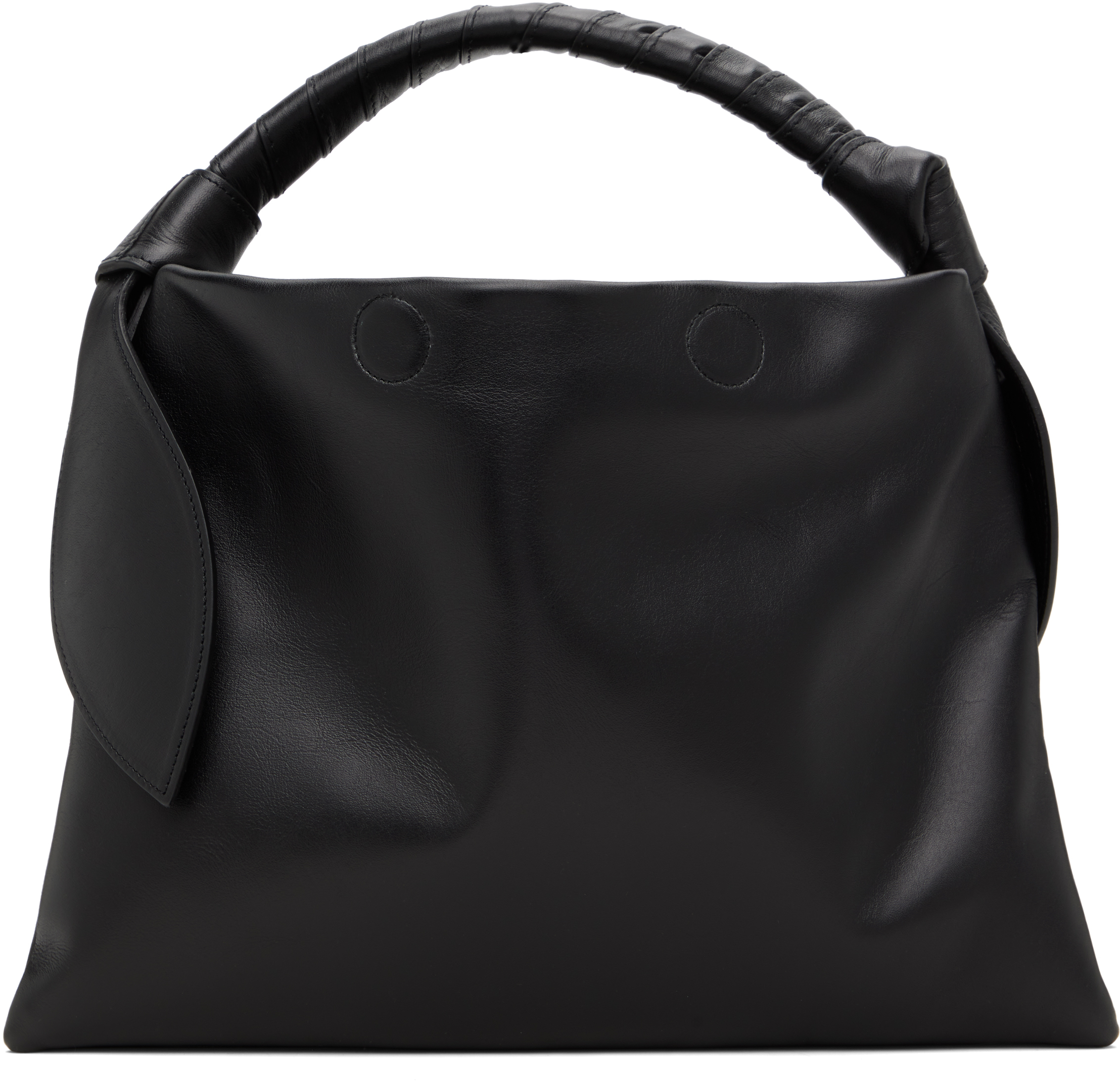 Black Leather Ribbon Bag
