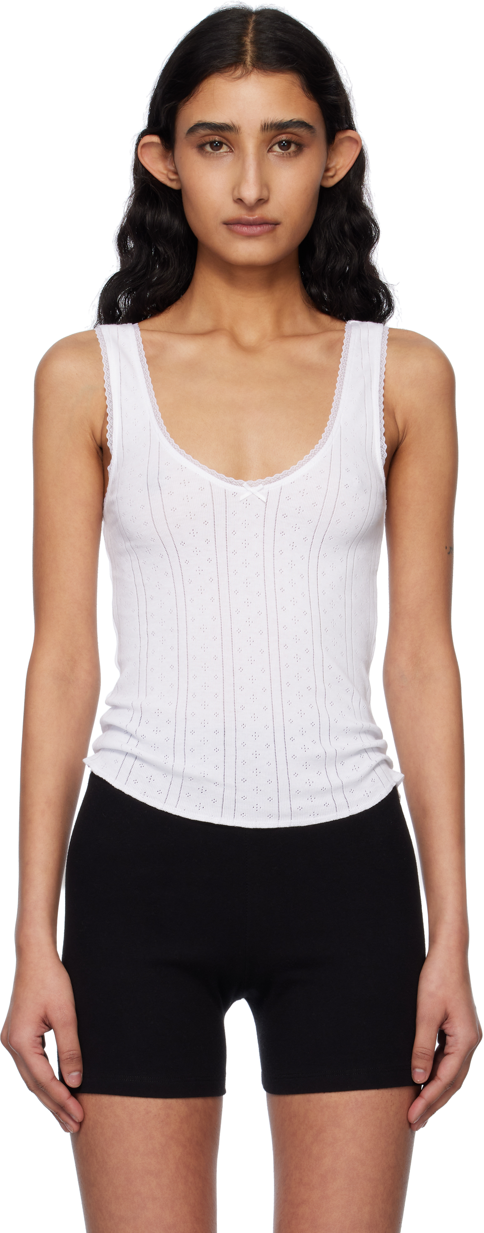 White 'The Scoop' Tank Top by Cou Cou on Sale