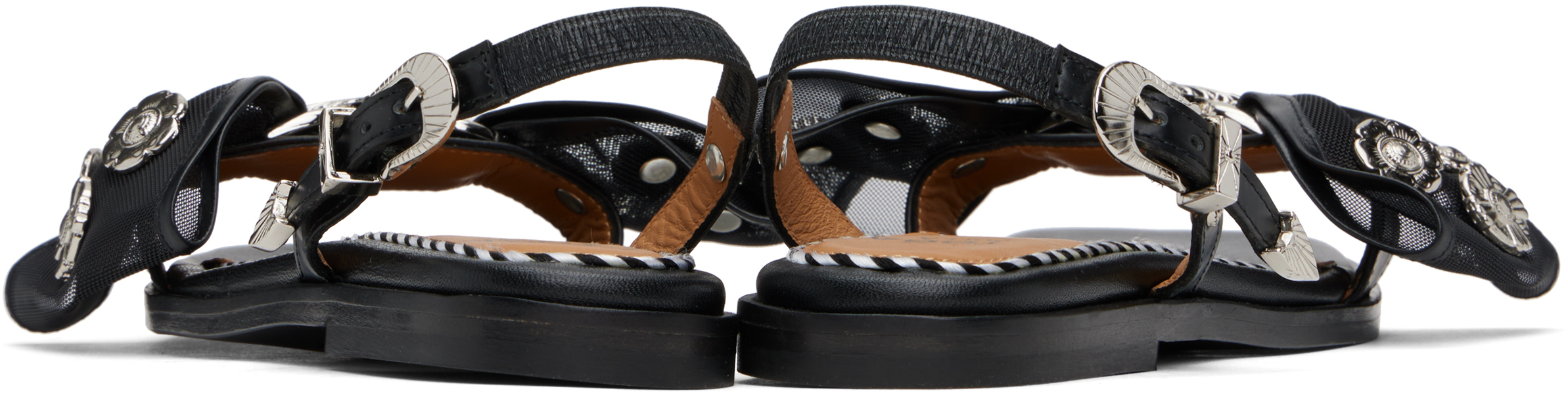 Toga Mesh Bow Sandals In Aj1378 - Black