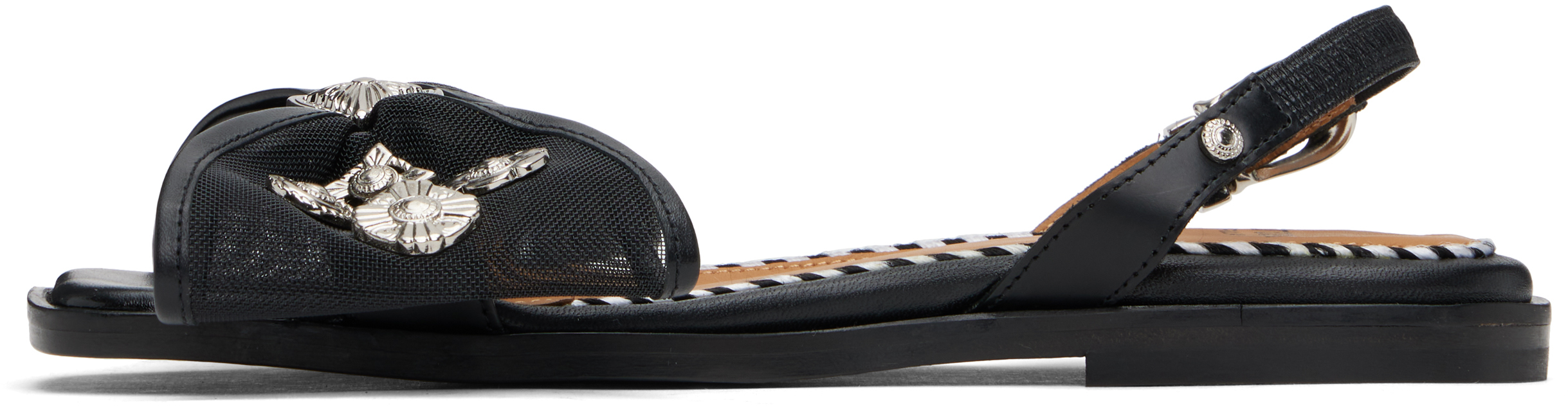 Toga Mesh Bow Sandals In Aj1378 - Black