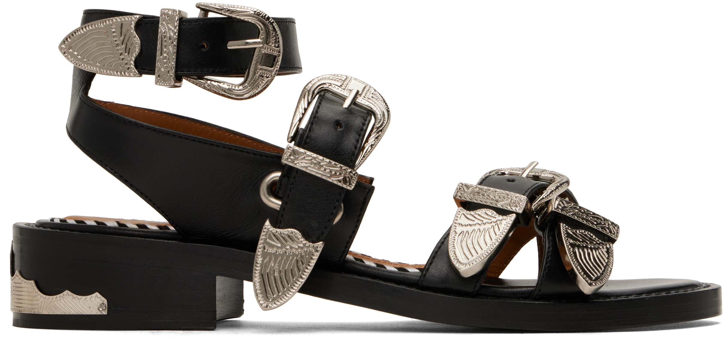 SSENSE Exclusive Black Metal Leather Sandals