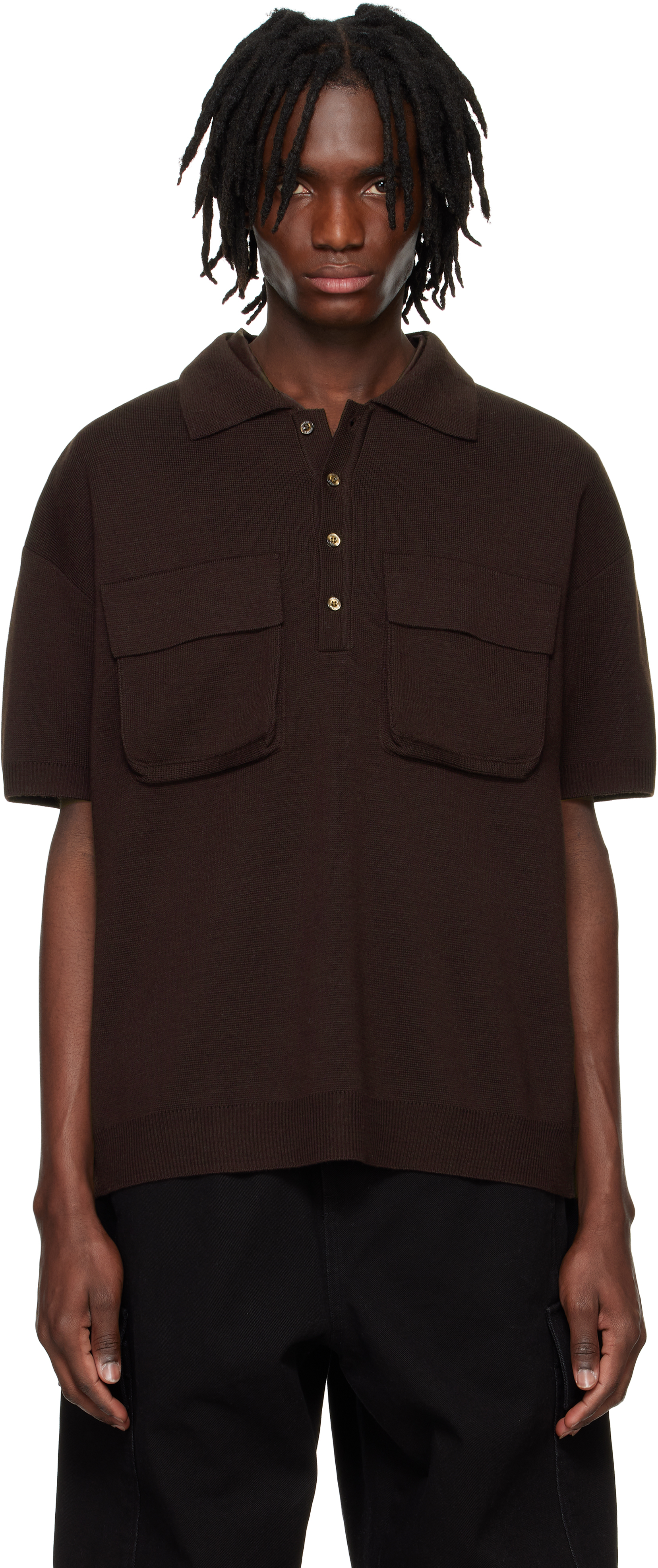 Brown Knitted Polo