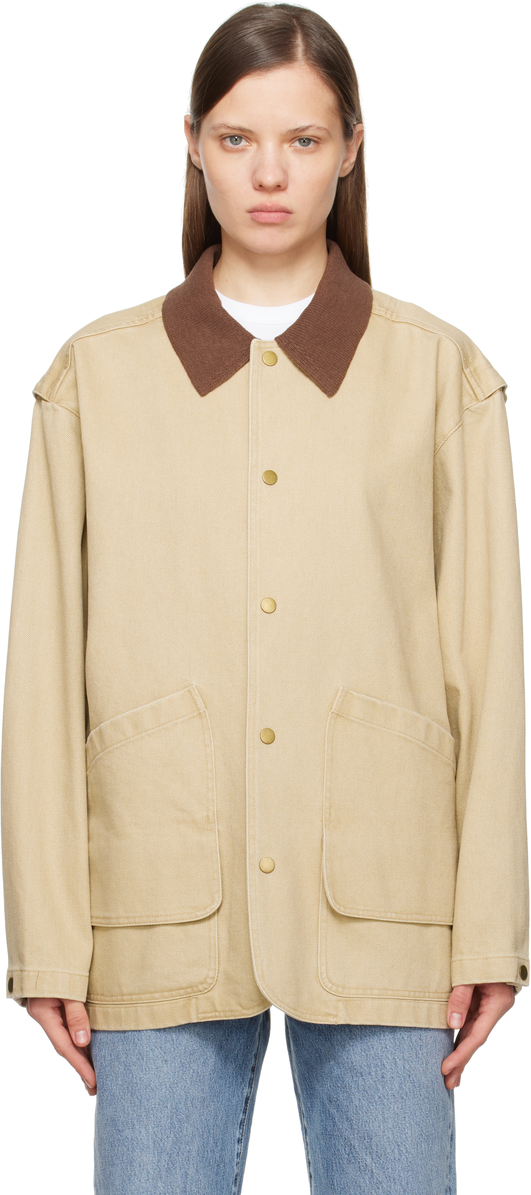 Le17septembre Beige Knit Collar Field Jacket