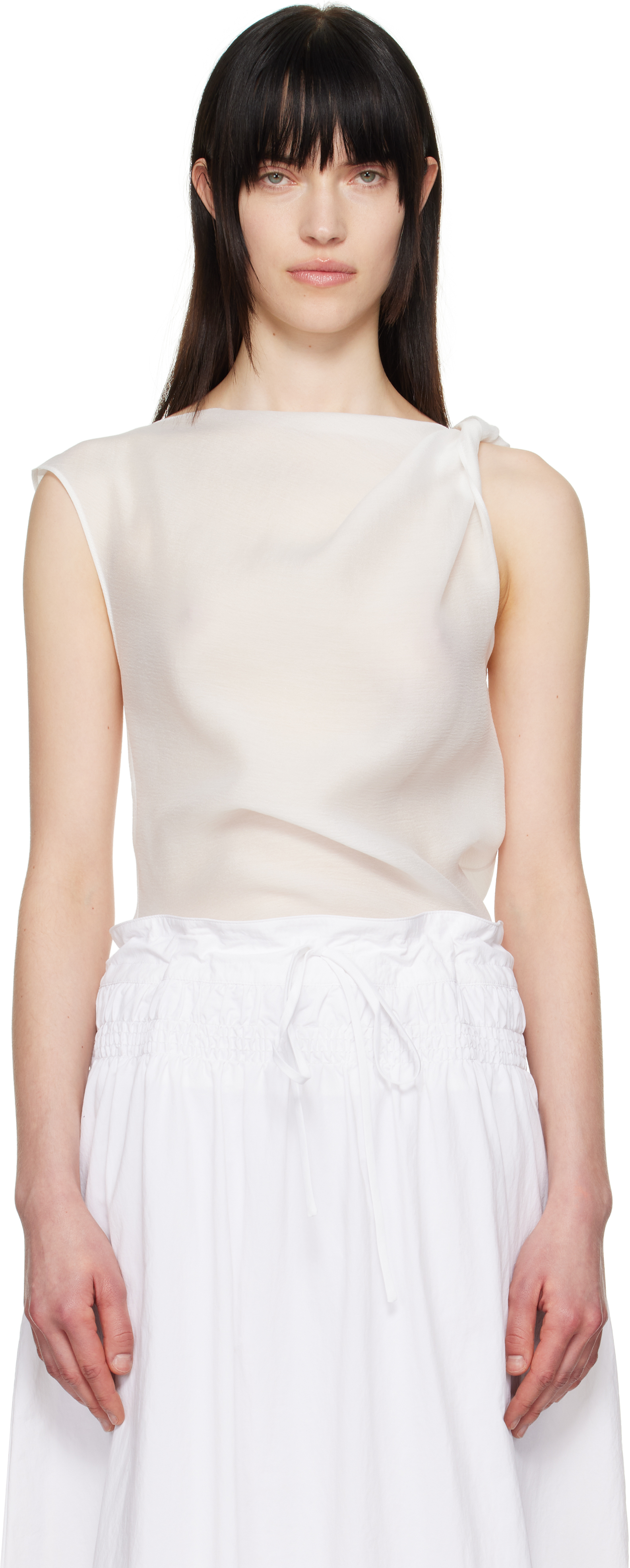 Le17septenbre トップス White Asymmetrical Draped Tank Top by LE17SEPTEMBRE on Sale