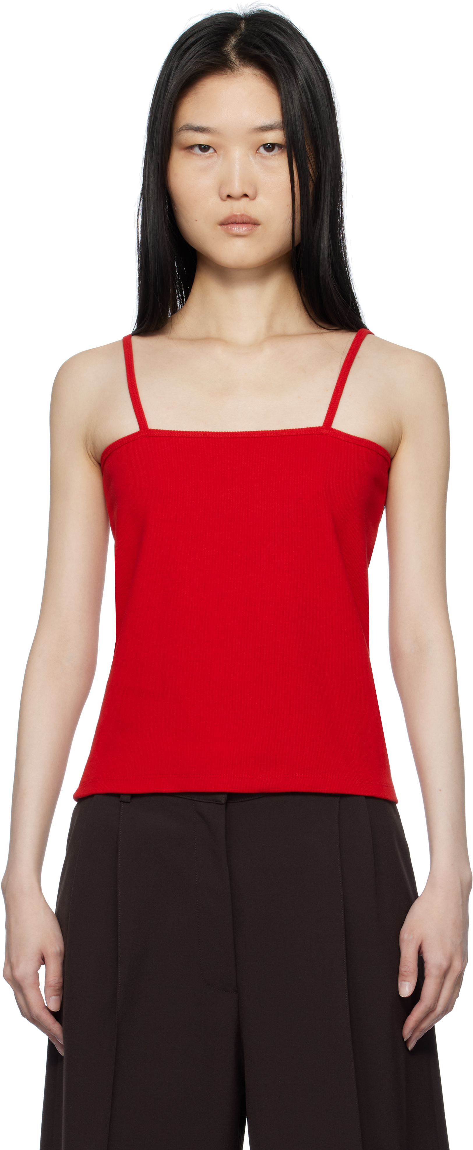 Red Square Neck Tank Top