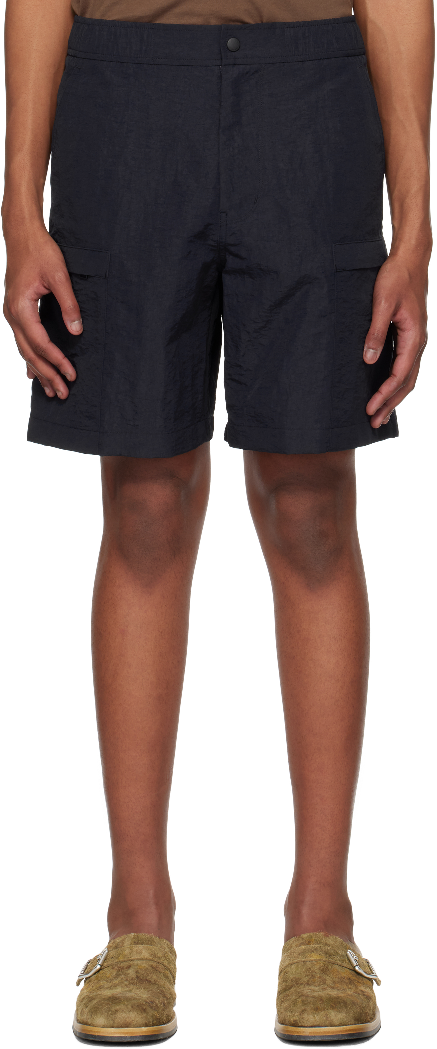 Navy Side Pocket Cargo Shorts by LE17SEPTEMBRE on Sale