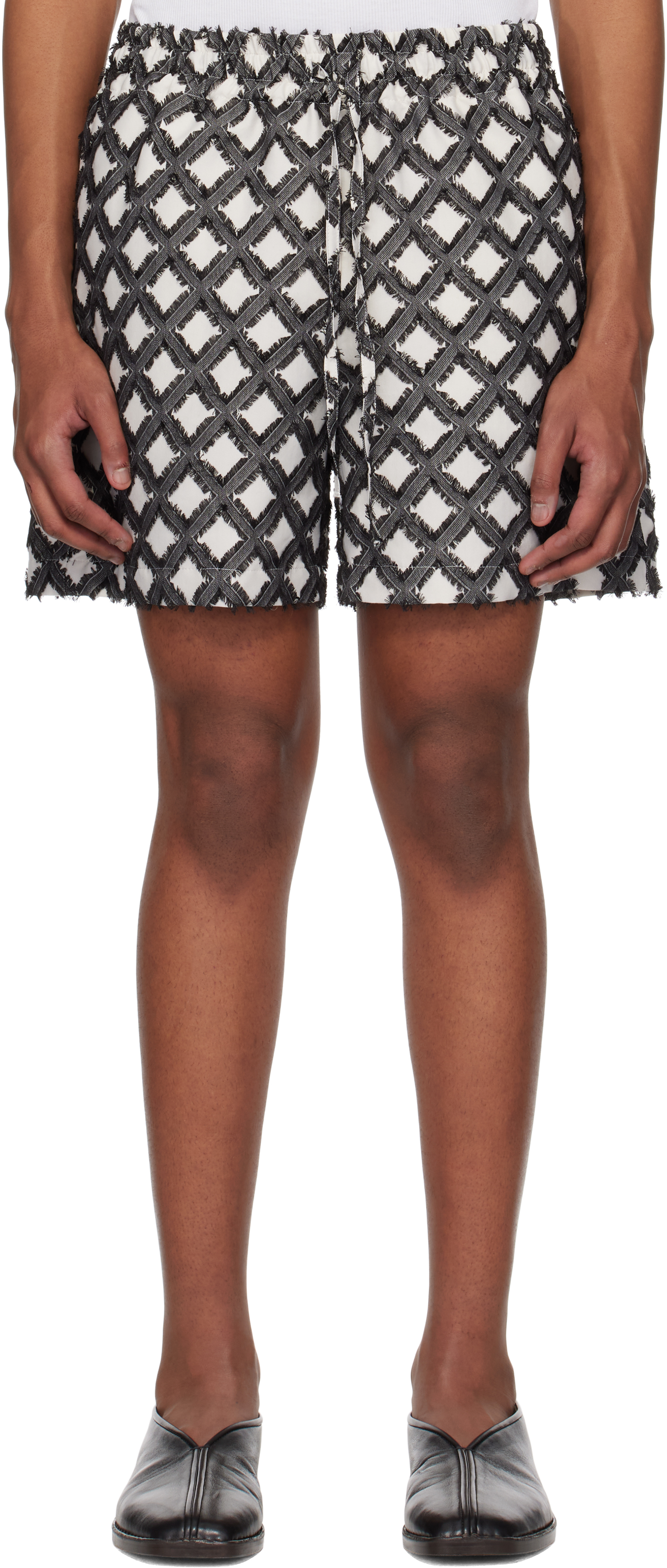 Black Argyle Jacquard Shorts