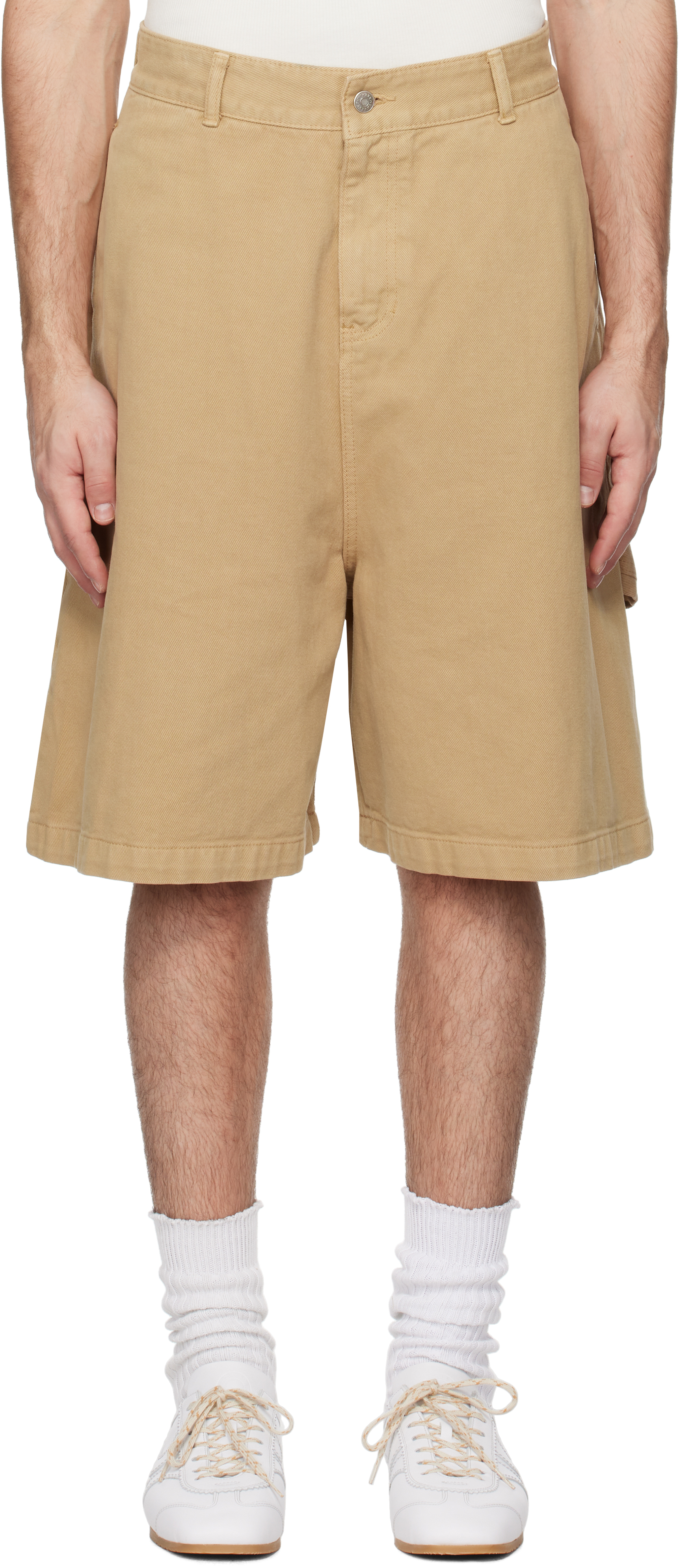 Tan Over-Dyeing Bermuda Denim Shorts