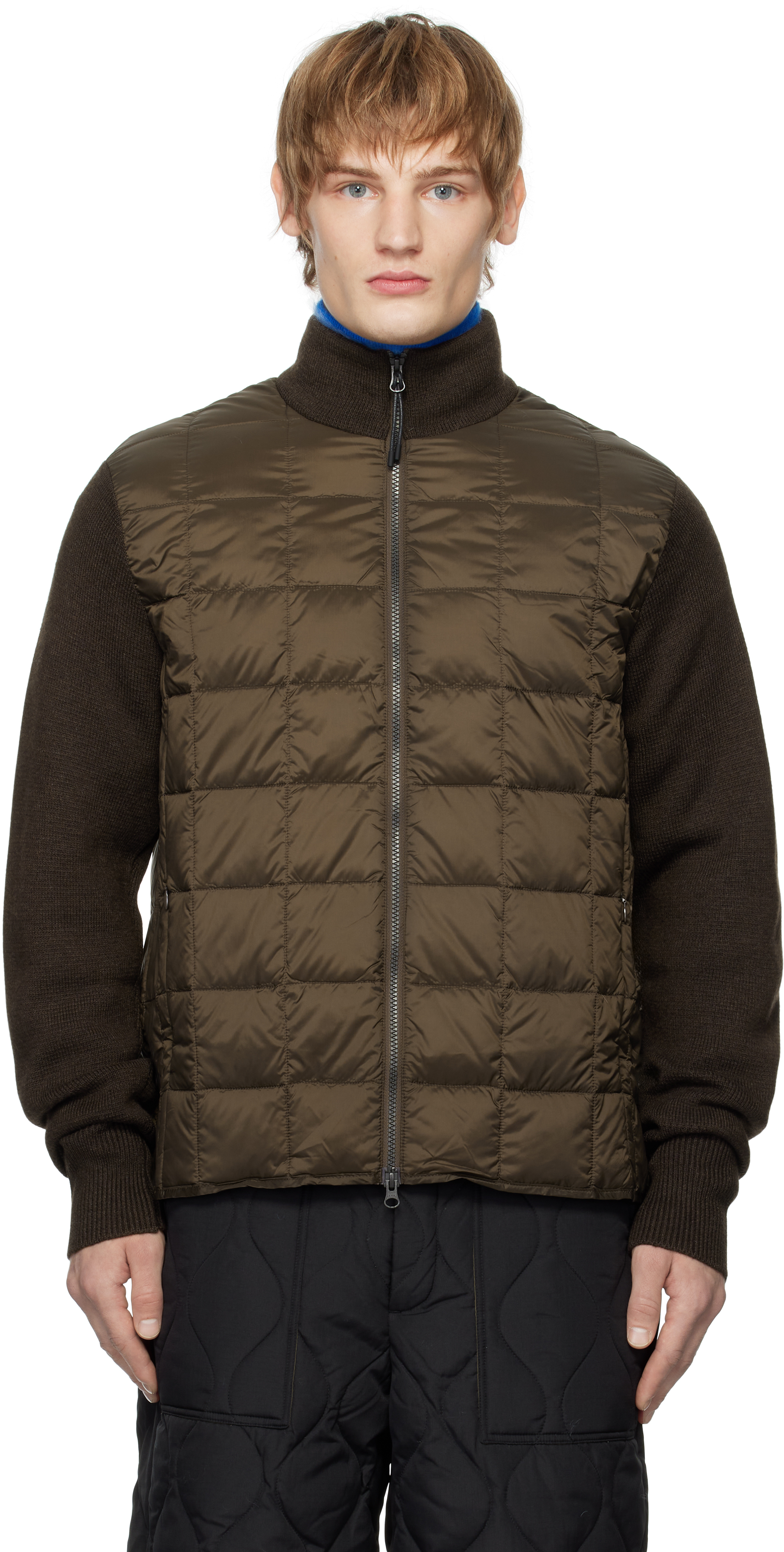 taion-brown-hi-neck-knit-down-