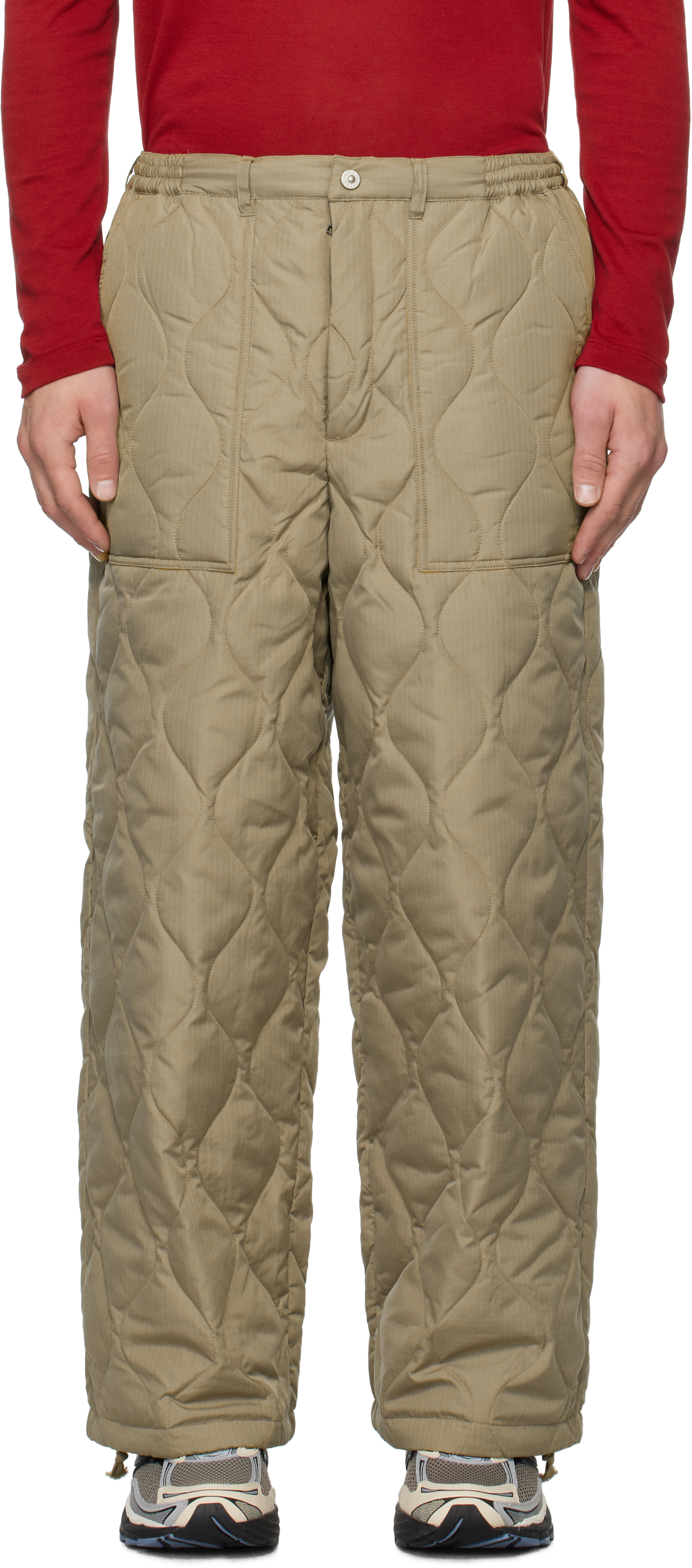 Beige Military Down Trousers