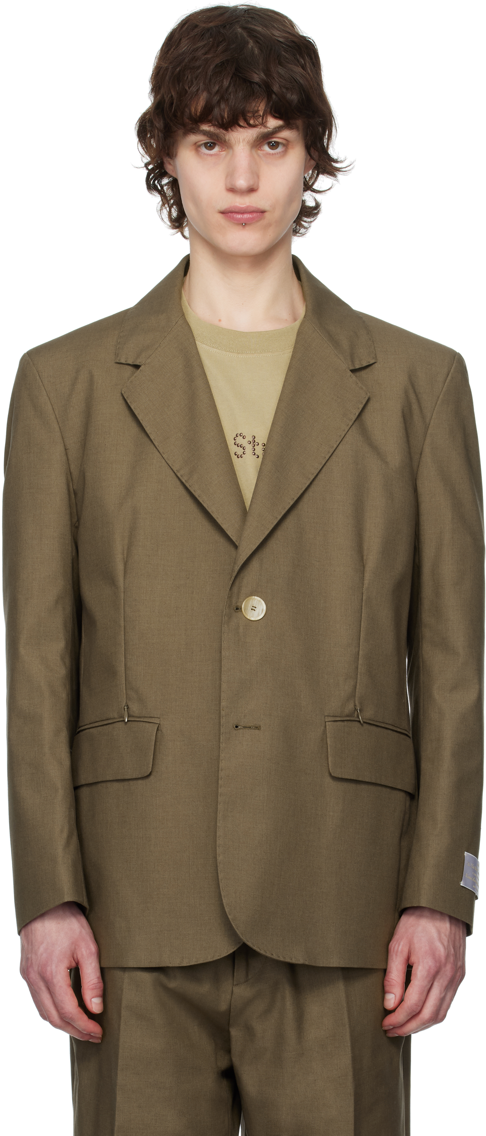 Khaki Writer Gabardine Tailored Blazer