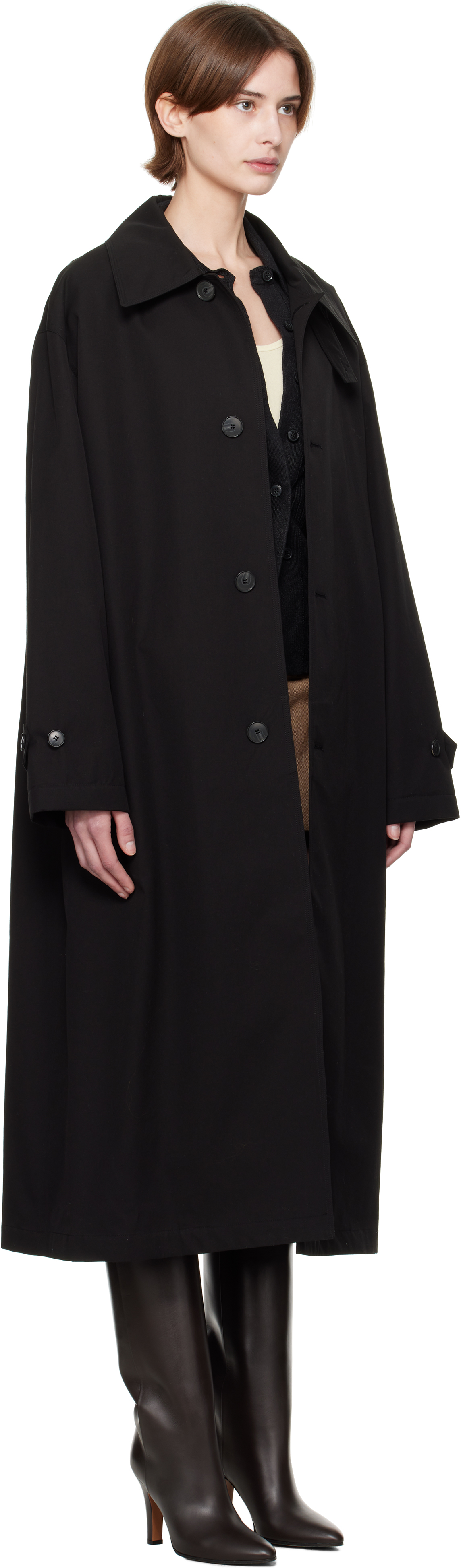 Mfpen Beige Venture Trench Coat In Black Gabardine