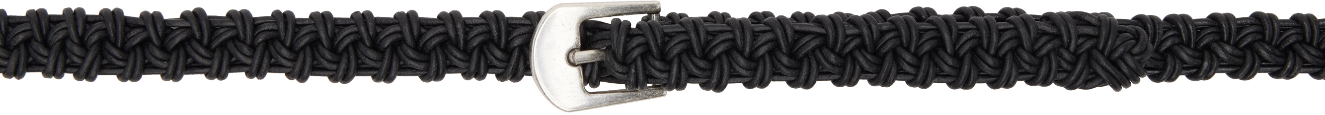 Black Hand-Braided Leather Belt