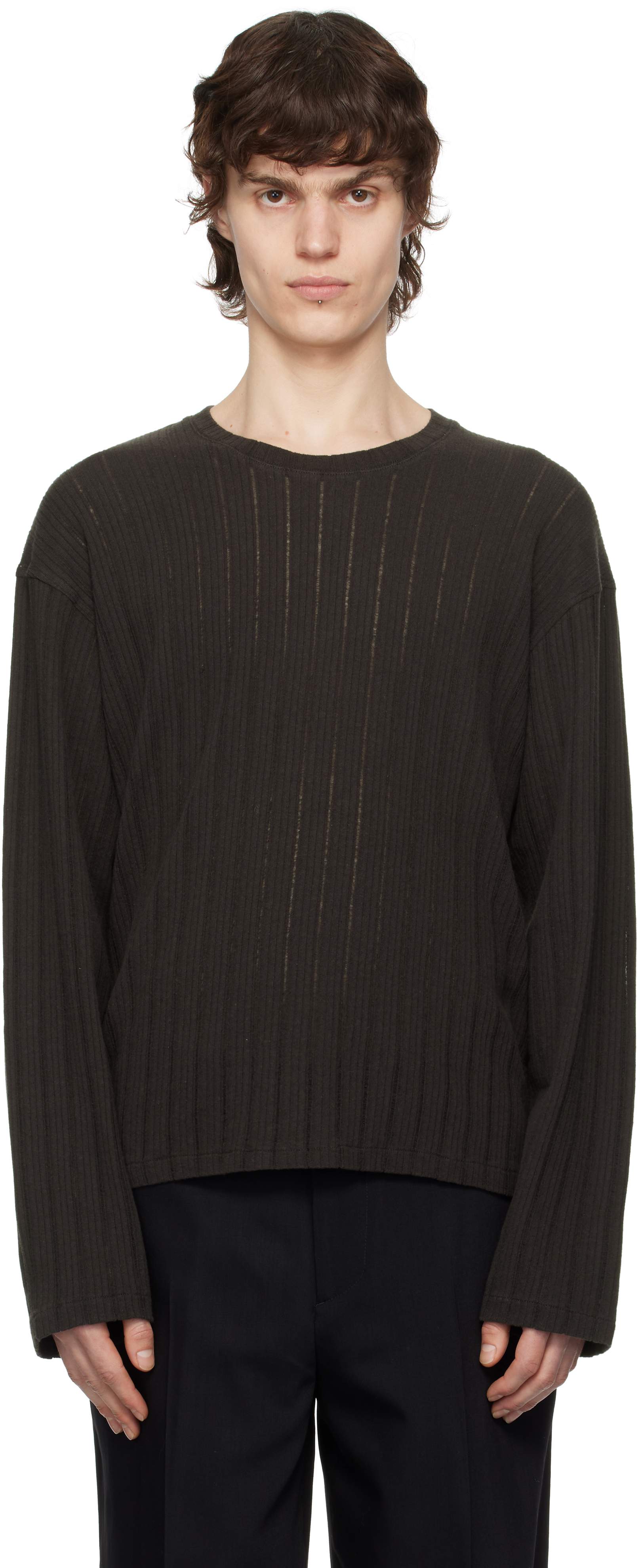 Brown LS Round Neck Sweater