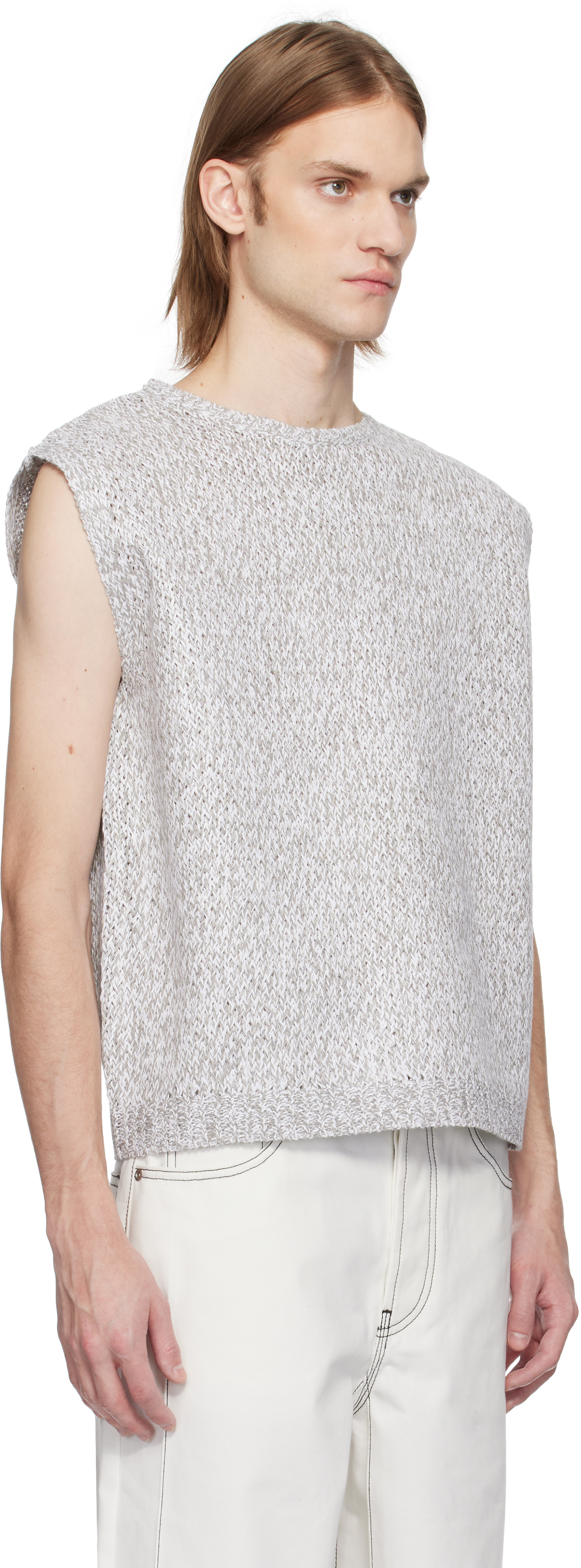 KARMUEL YOUNG GRAY CREW NECK KNIT VEST