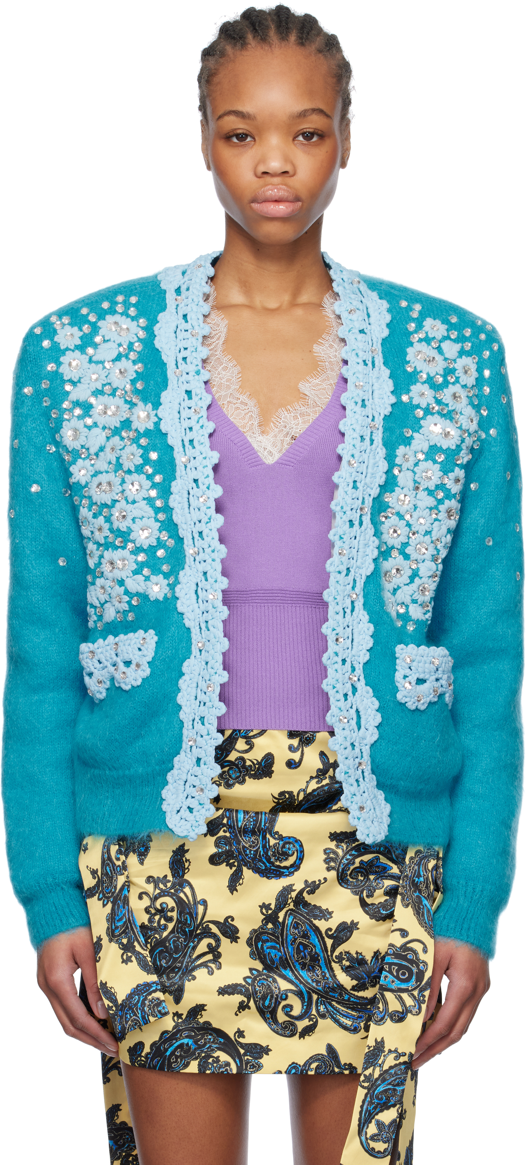 Blue Padded Cardigan