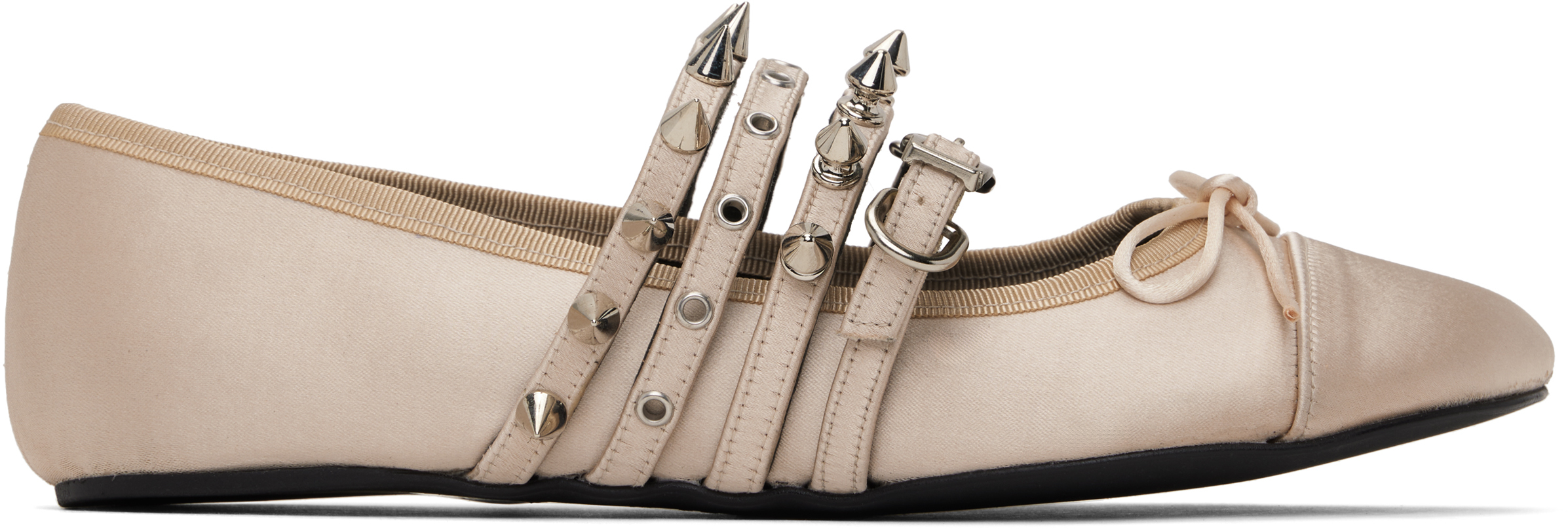 Beige Spike Ballerina Flats by ABRA on Sale