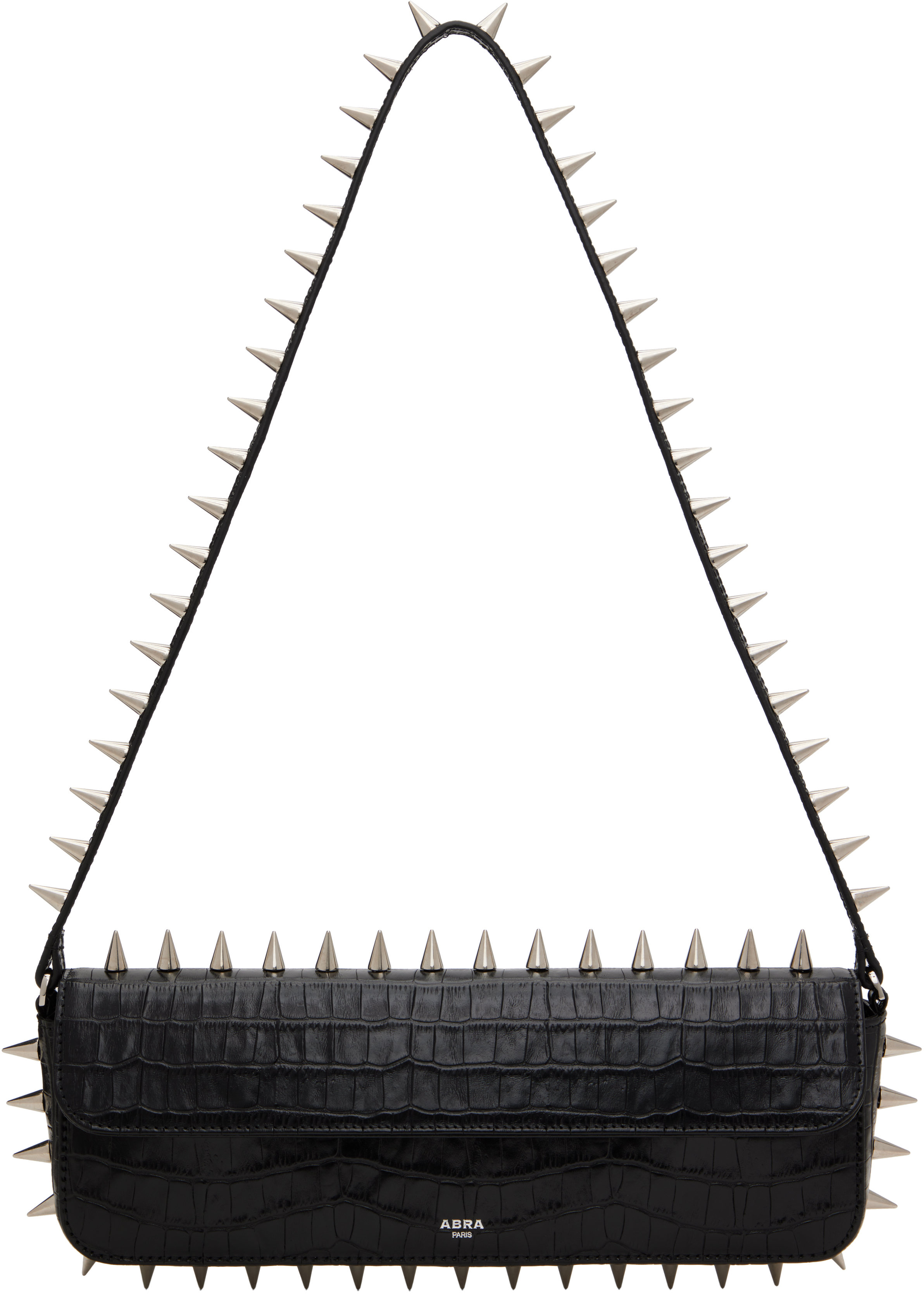 Black Spike Baguette Bag