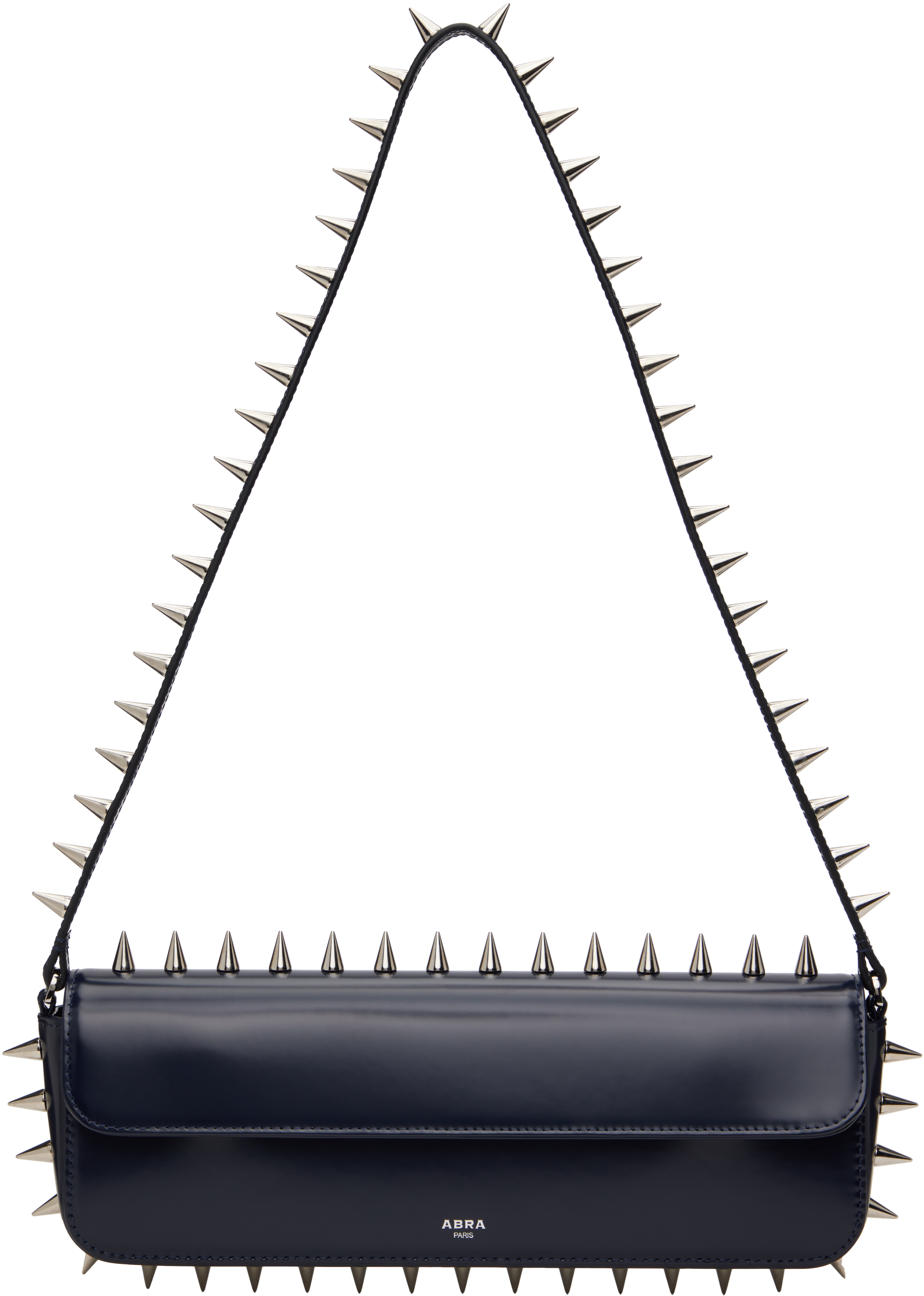 Navy Spike Baguette Bag