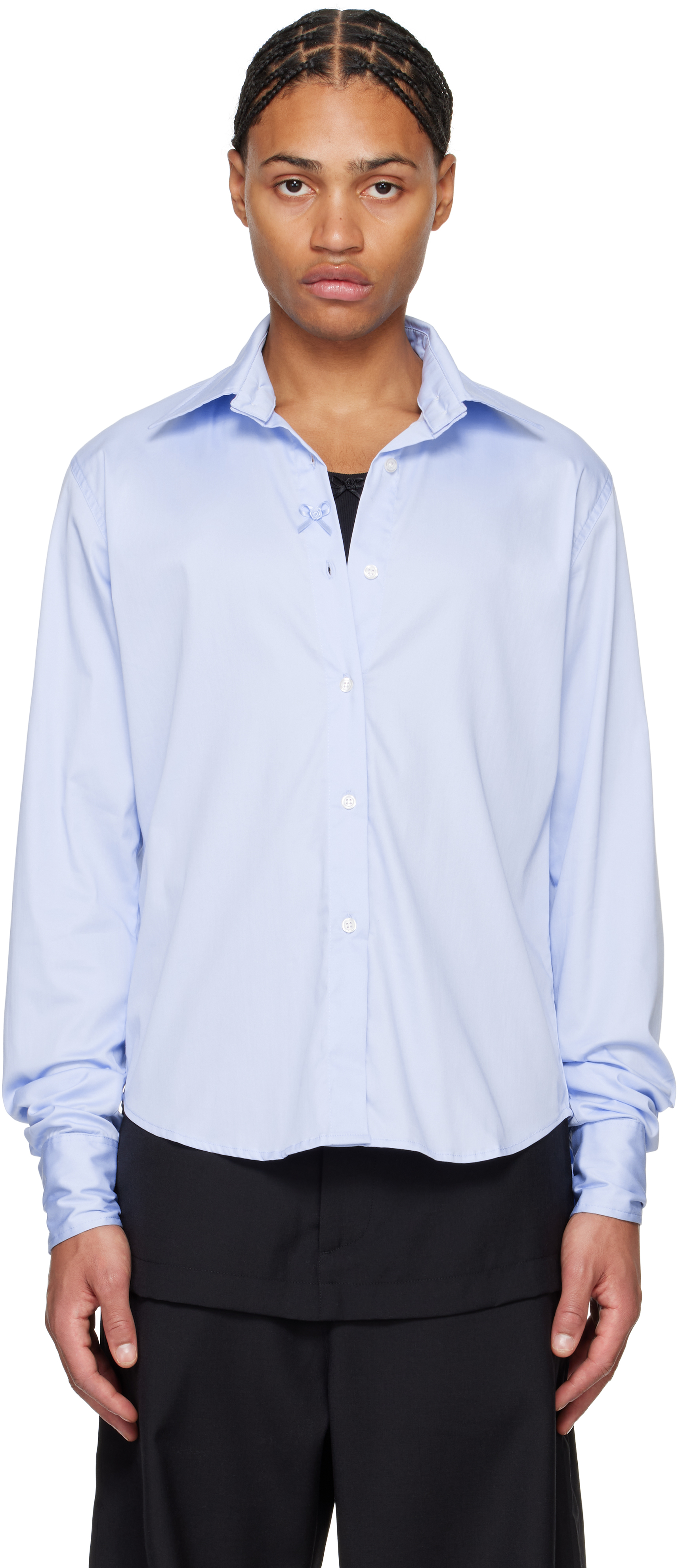 Blue Twisted Collar Shirt