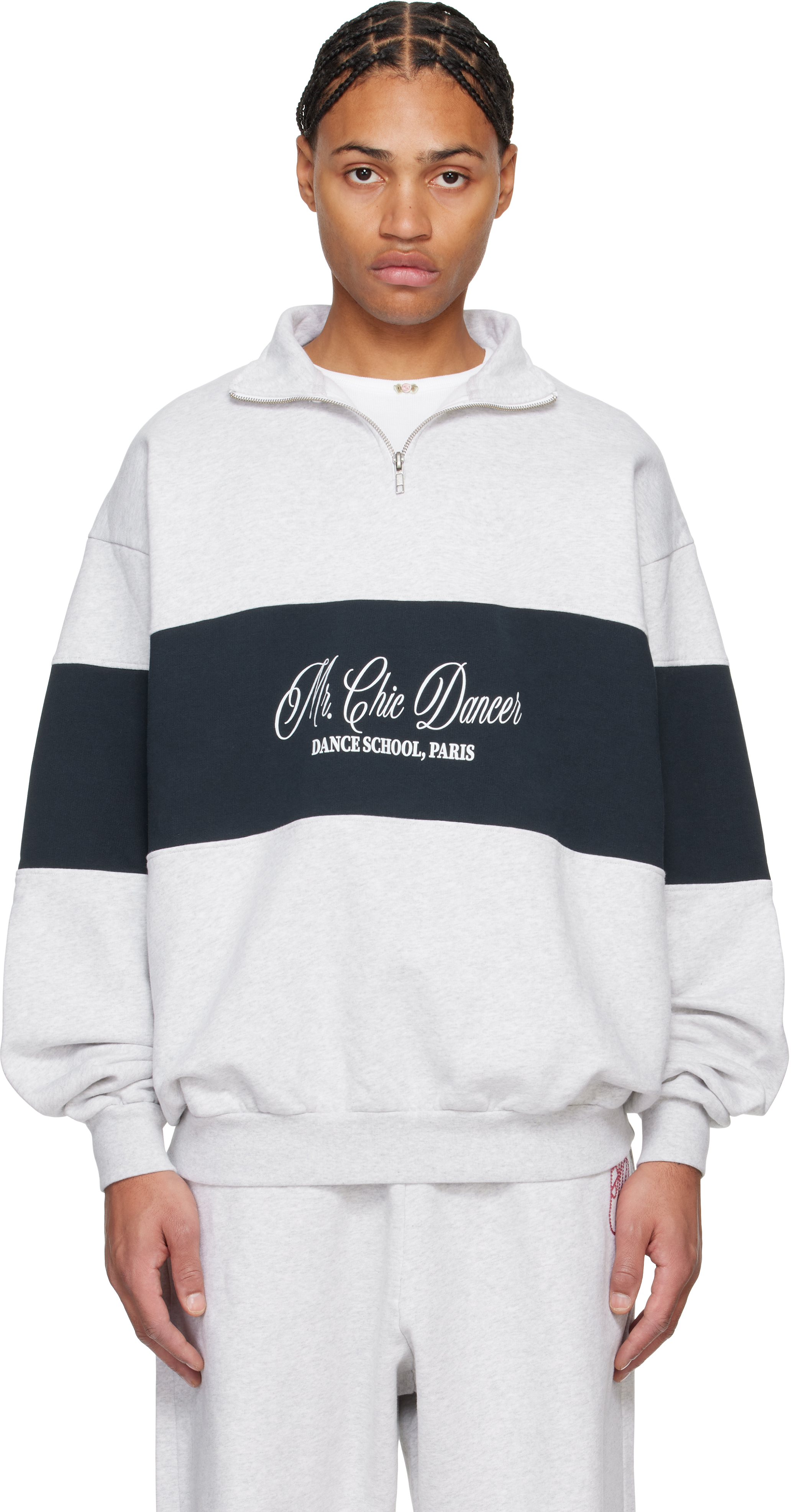 Gray & Navy School Zipped Sweatshirt