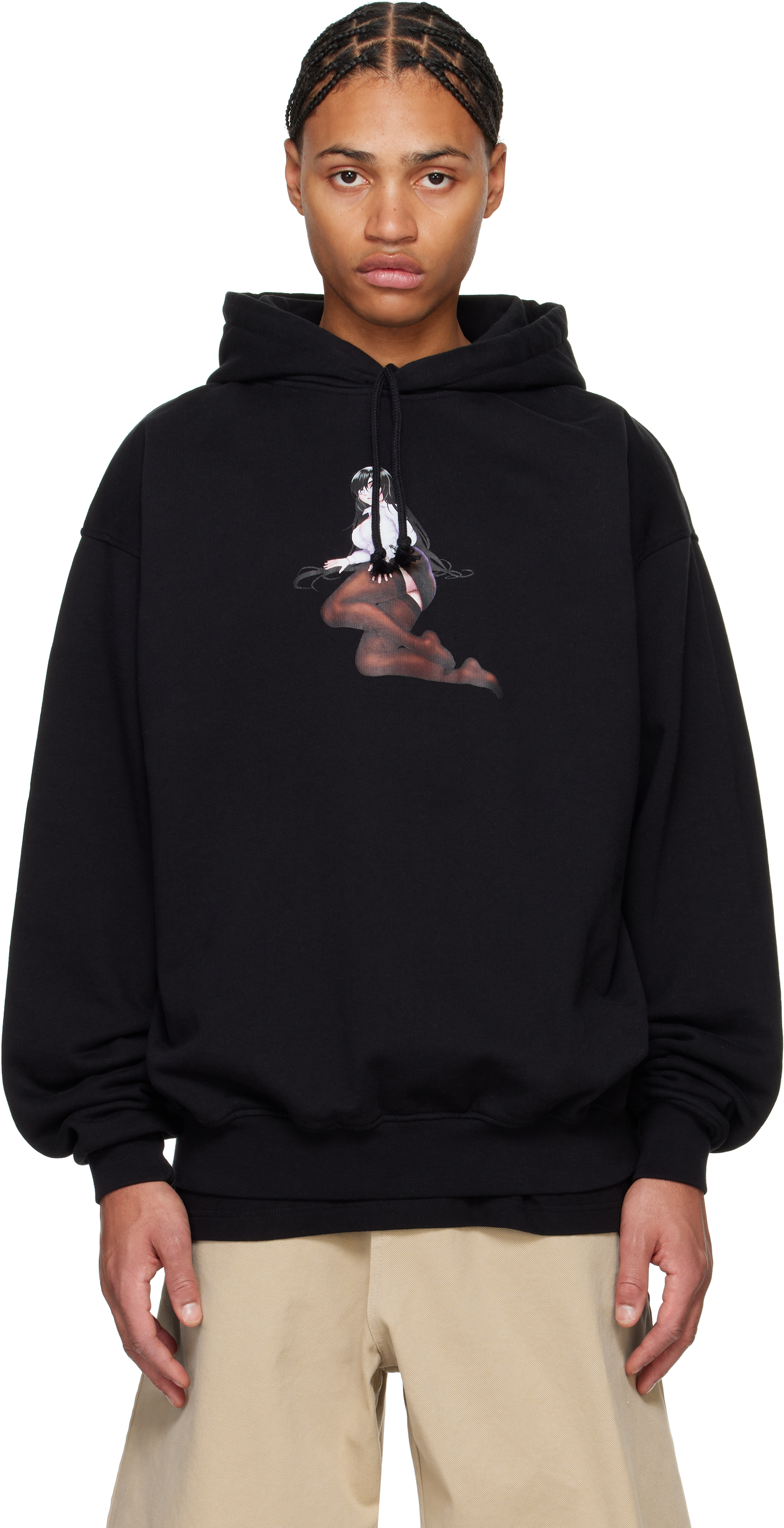 SSENSE Exclusive Black Printed Office Girl Hoodie