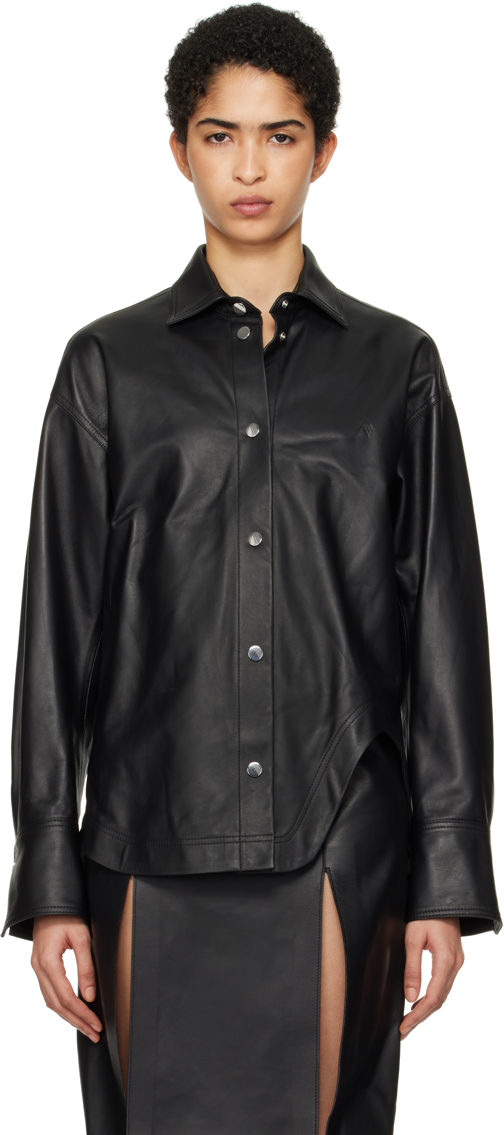 Black Eliza Leather Shirt