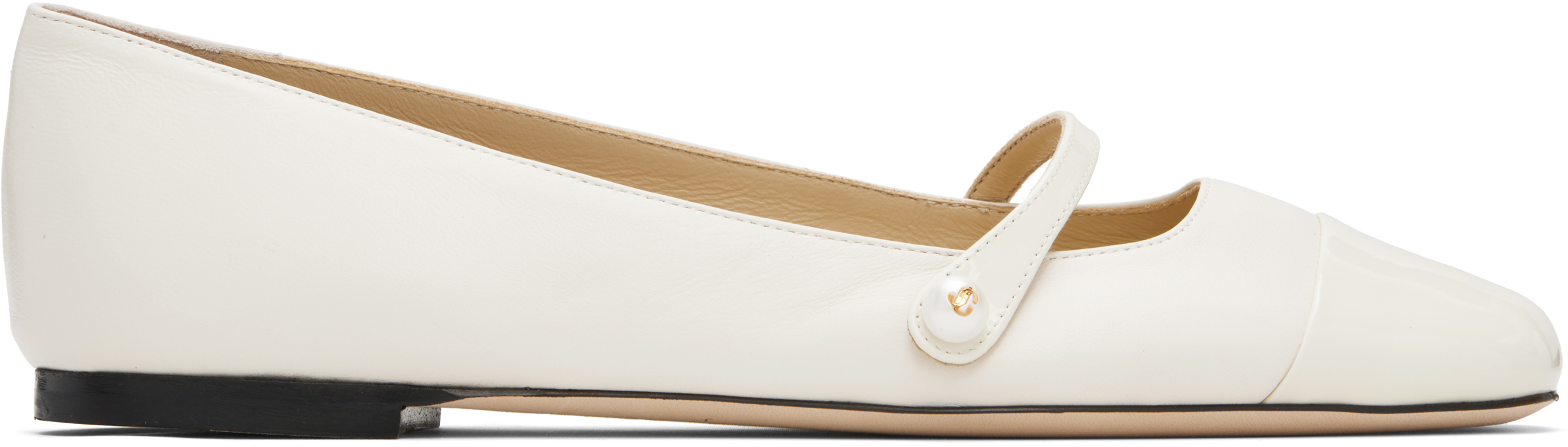 【関税込み】Jimmy Choo オフホワイト Elisa フラットシューズ Jimmy Choo: オフホワイト Elisa フラットシューズ | SSENSE 日本