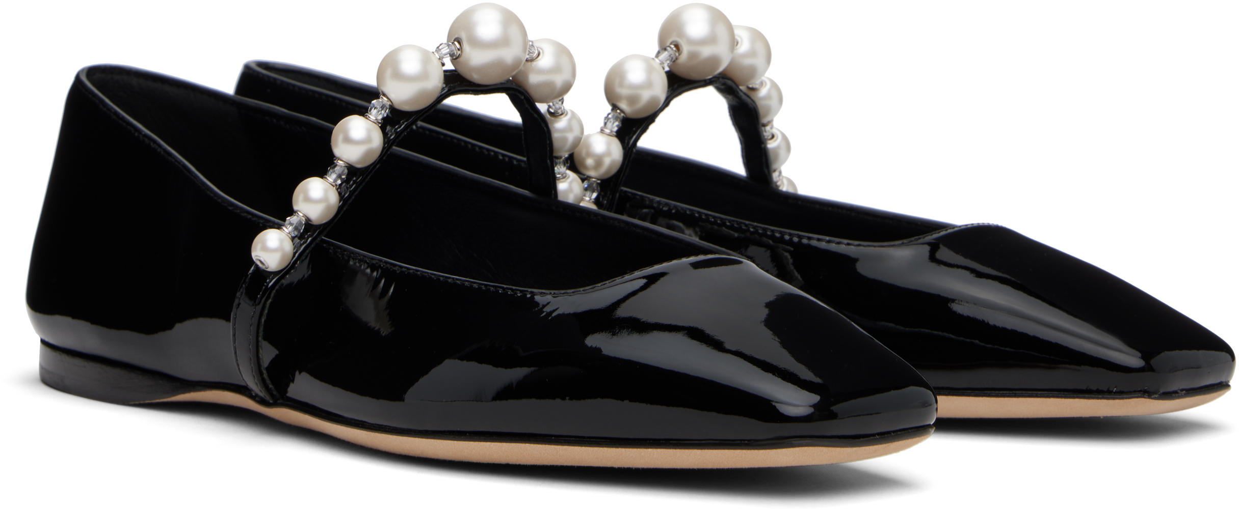 Jimmy Choo Pearl Square Toe Patent Ballerina Shoes
