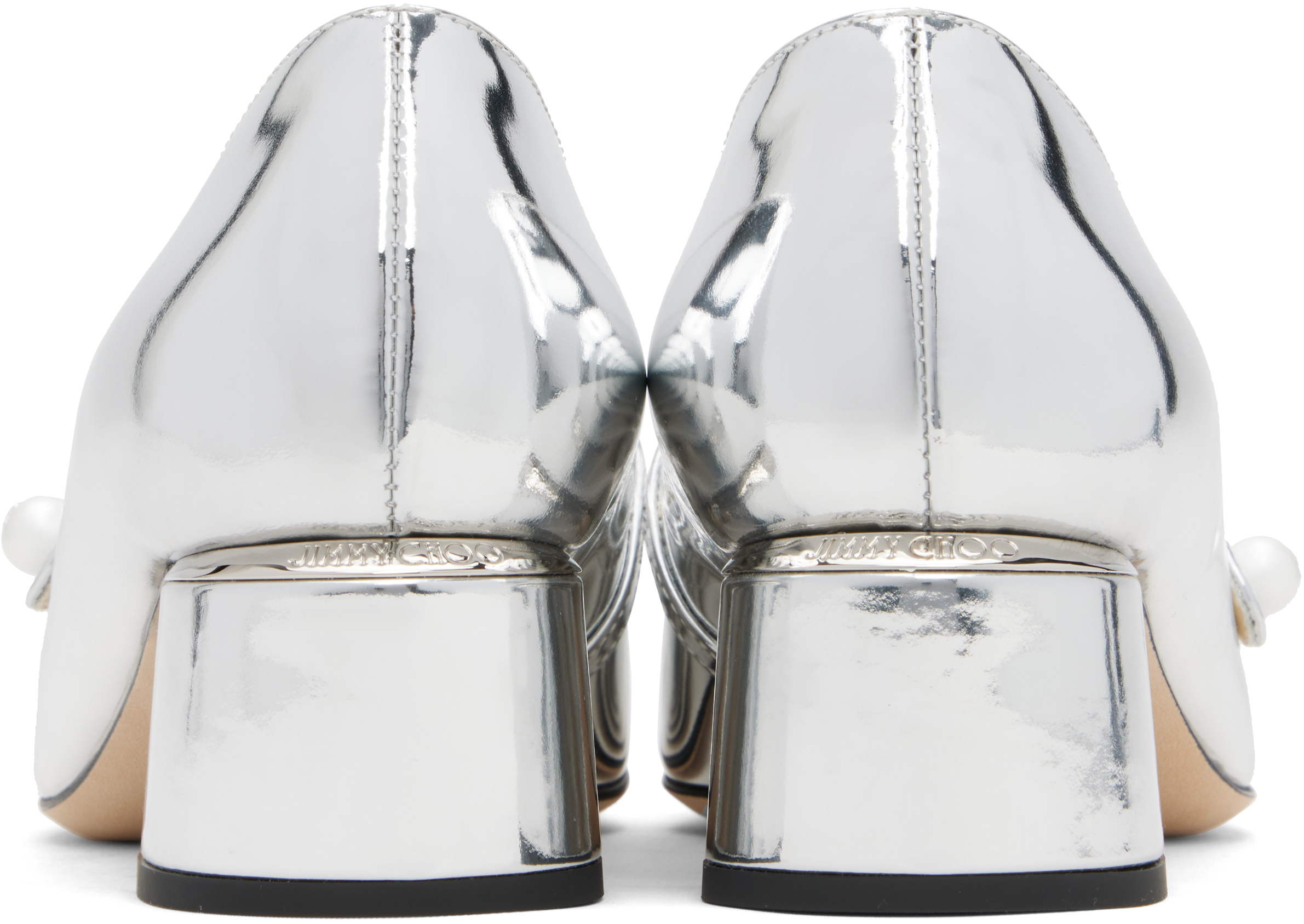 Jimmy Choo Silver Elisa 45 Heels In Silver
