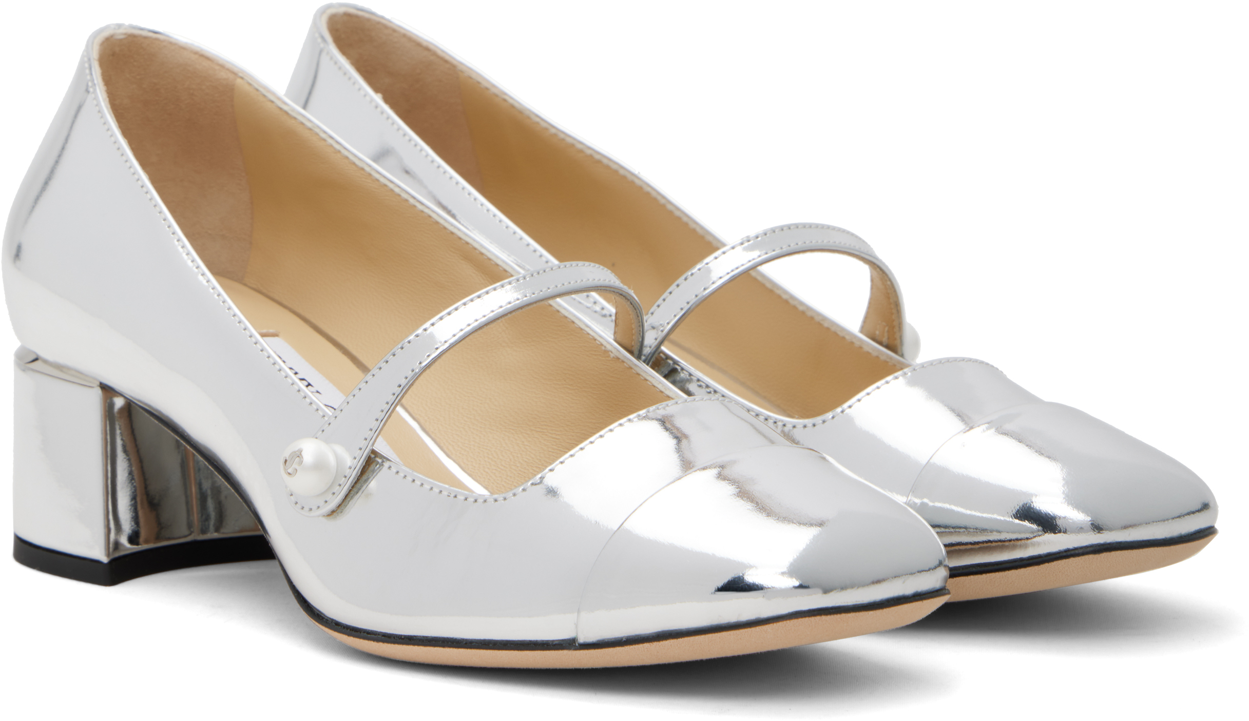 Jimmy Choo Silver Elisa 45 Heels In Silver