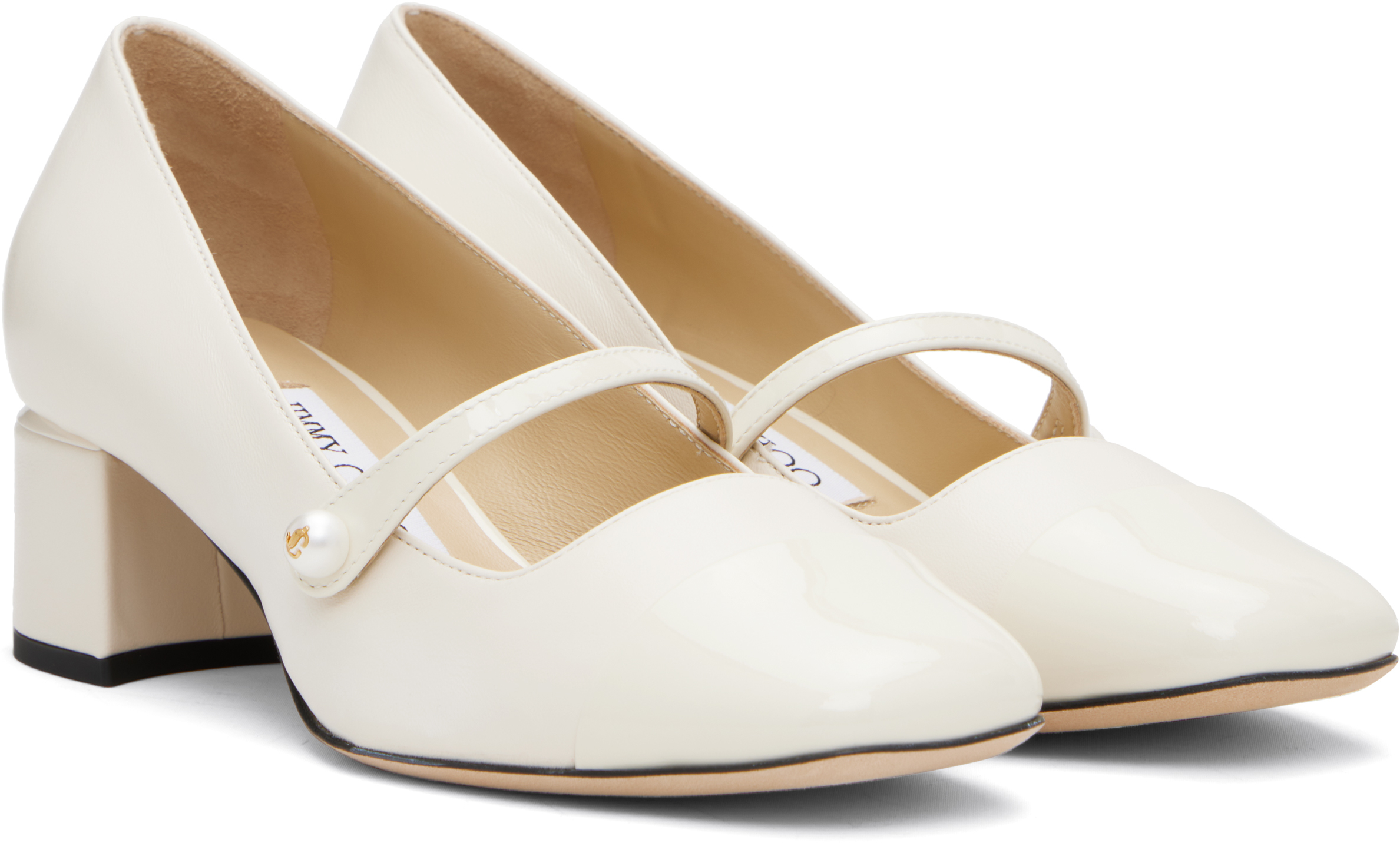 Jimmy Choo Off-white Elisa 45 Heels In Brown
