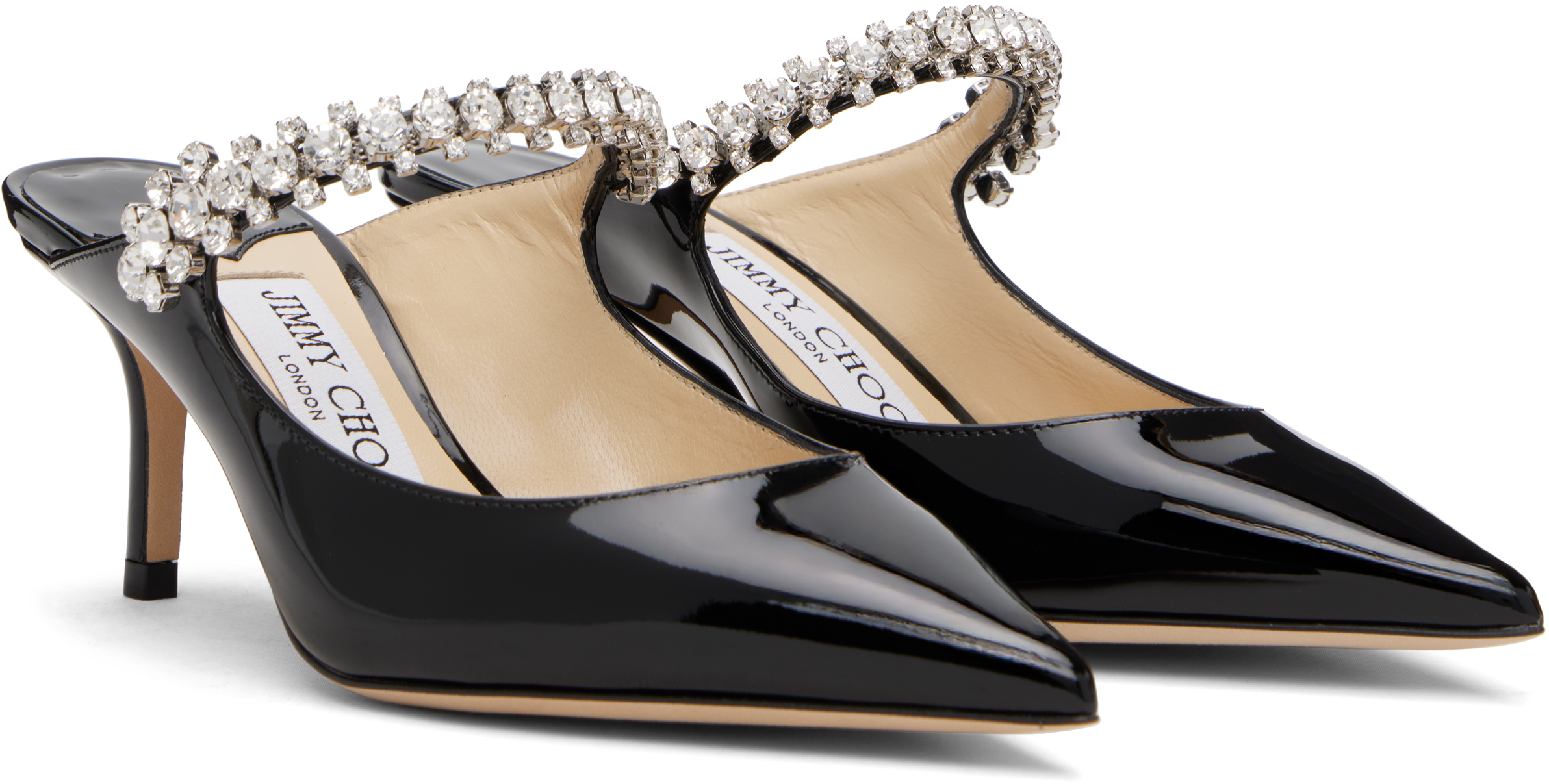 Jimmy Choo Patent Leater Bing 65 Mules In Black