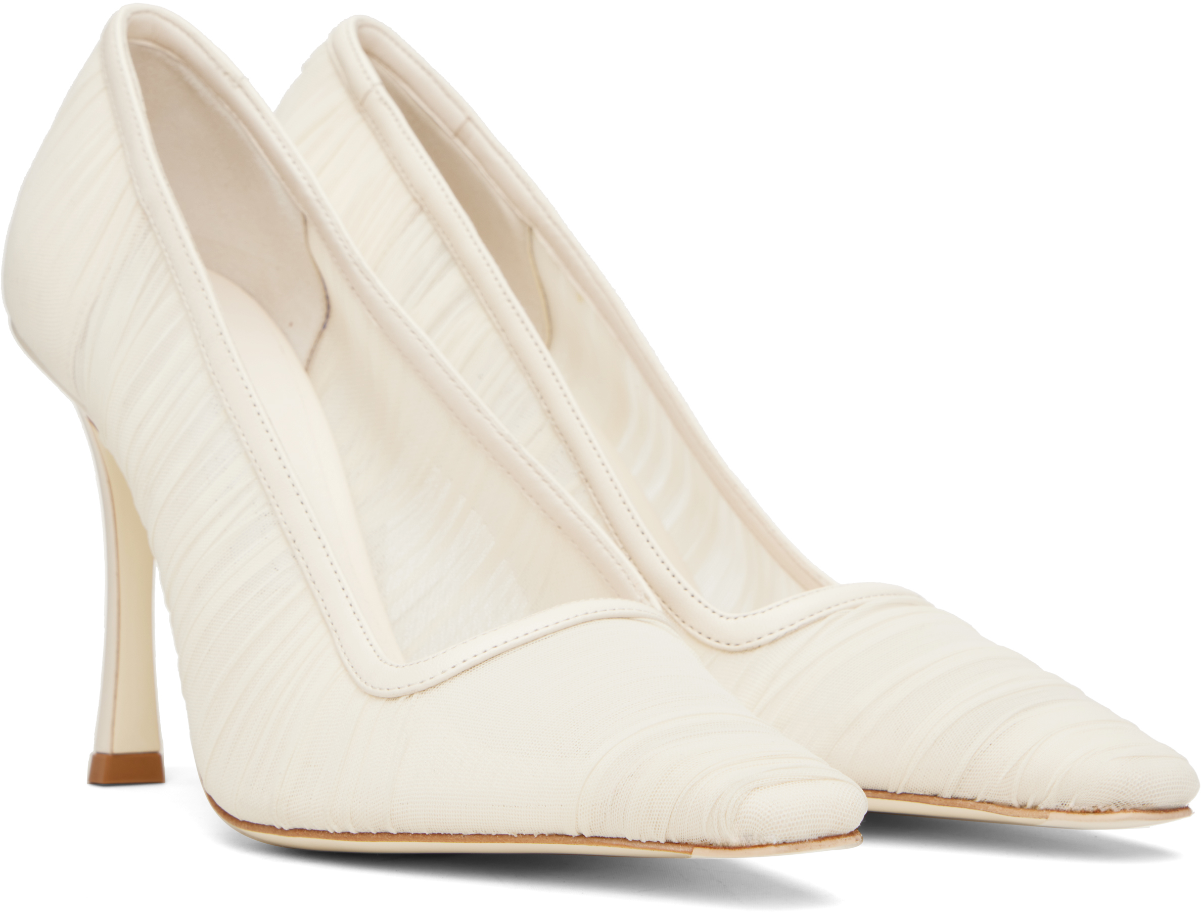 Jimmy Choo Stiletto Heel Pumps Square Toe In Ivory/ivory