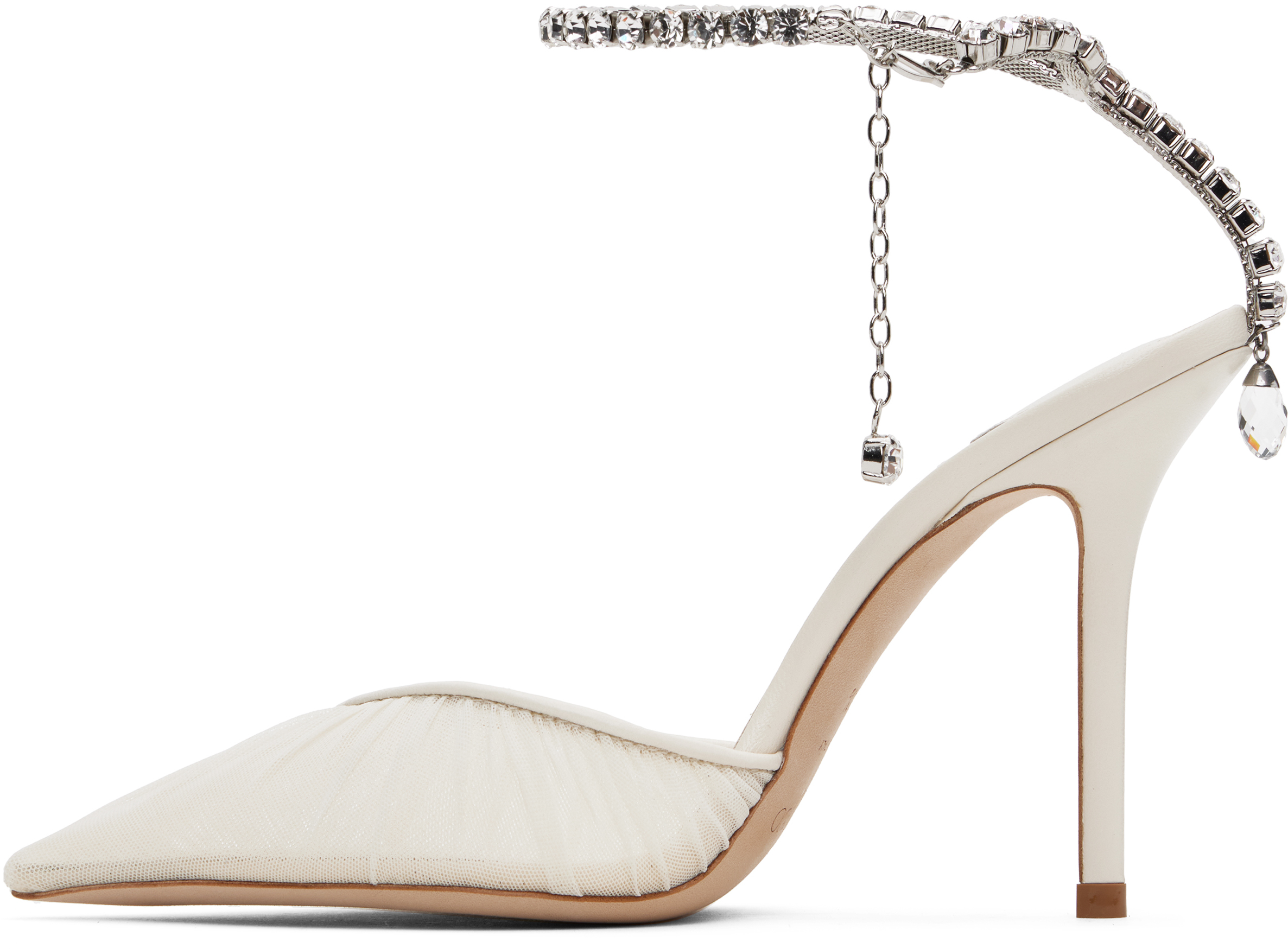 Jimmy Choo Off-white Saeda 100 Heels In Ivory/crystal