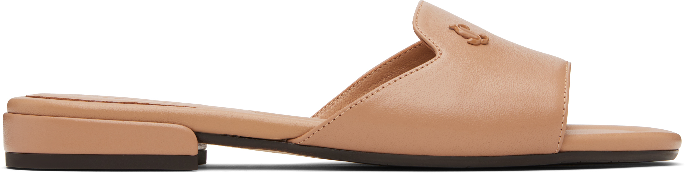 【JIMMY CHOO】DINA FLAT LEATHER SANDALS Brown Dina Flat Sandals by Jimmy Choo on Sale