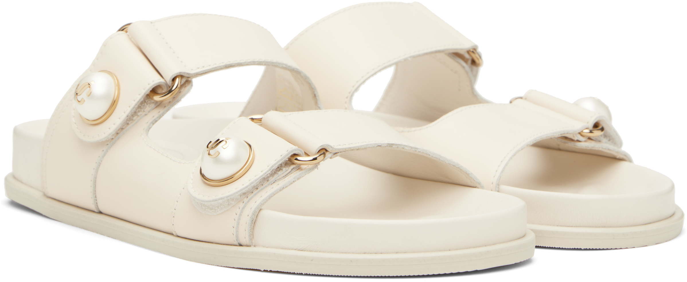 Jimmy Choo Off-white Fayence Sandals In Latte